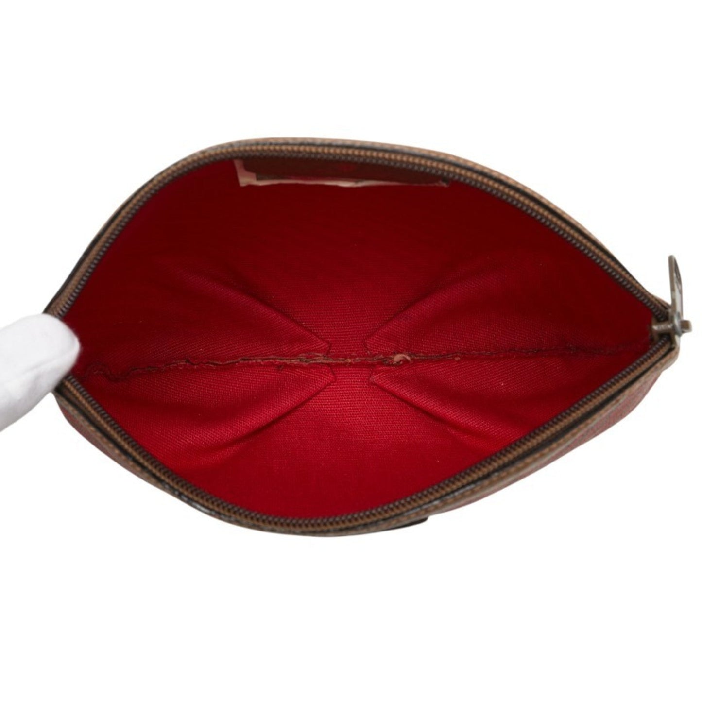 Gucci Brown Red Color Pvc Leather Pouch ( )
