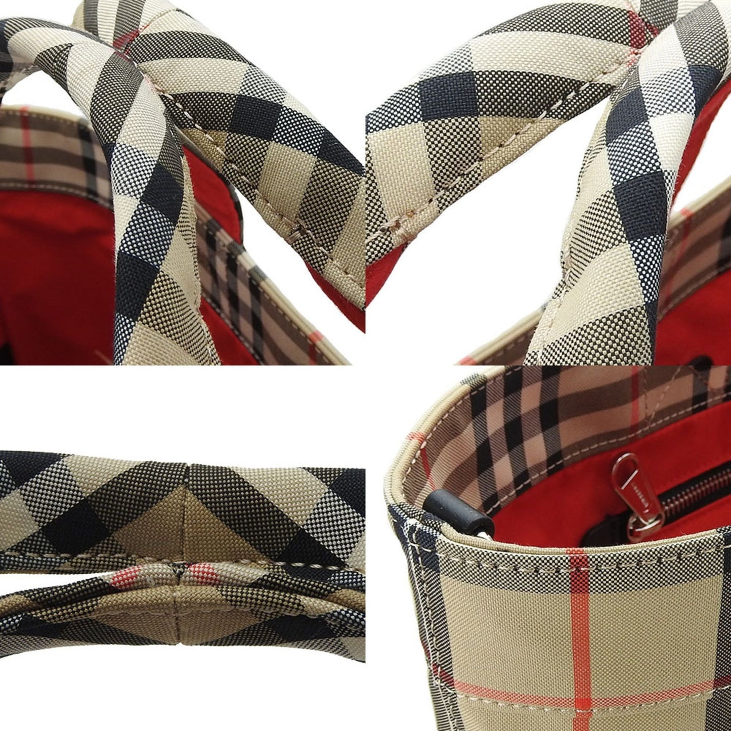 Burberry Beige Black Polyester Cotton Shoulder Bag Tote Bag ( )