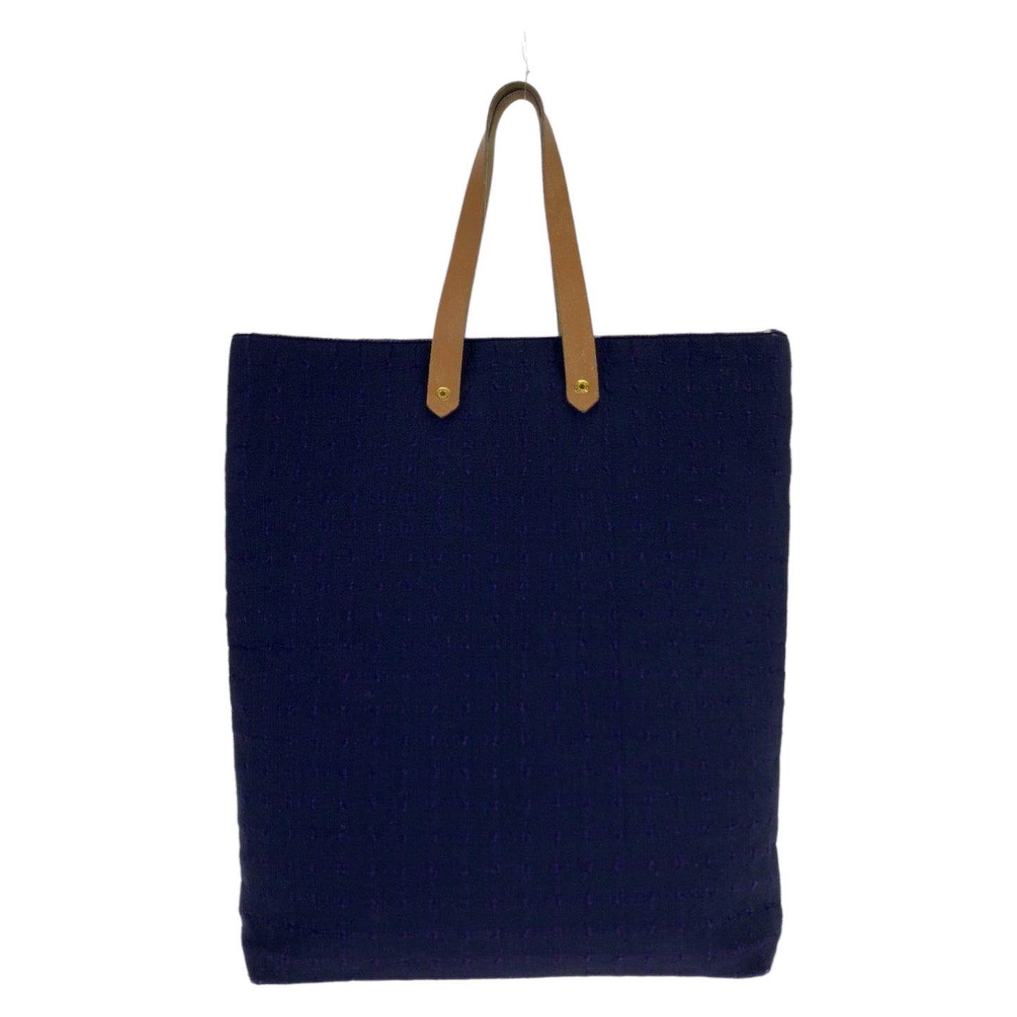 Hermes Purple Canvas Leather Handbag Tote Bag ( )