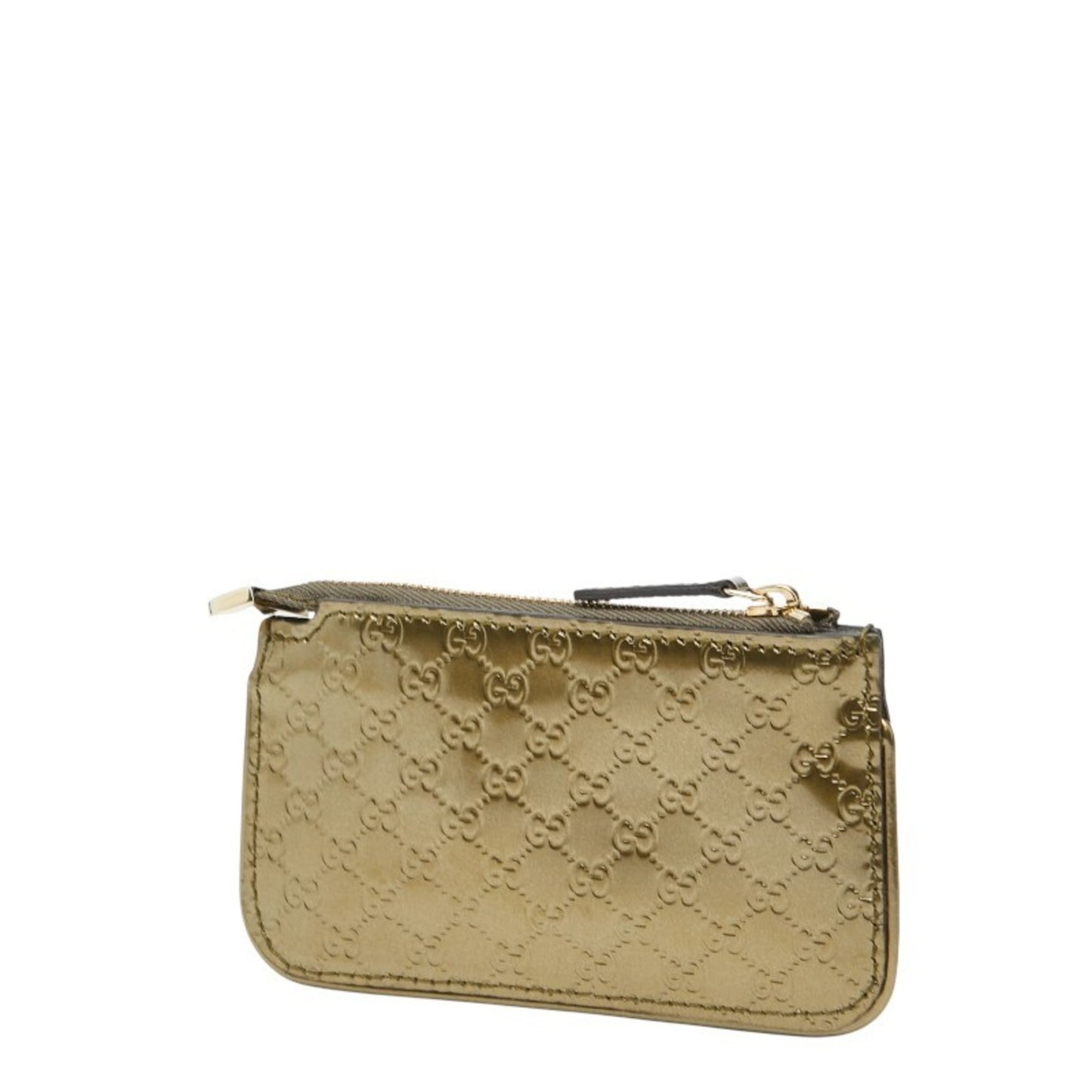 Gucci Gold Patent Leather Micro Gg Leather Coin Purse/Coin Case ( )