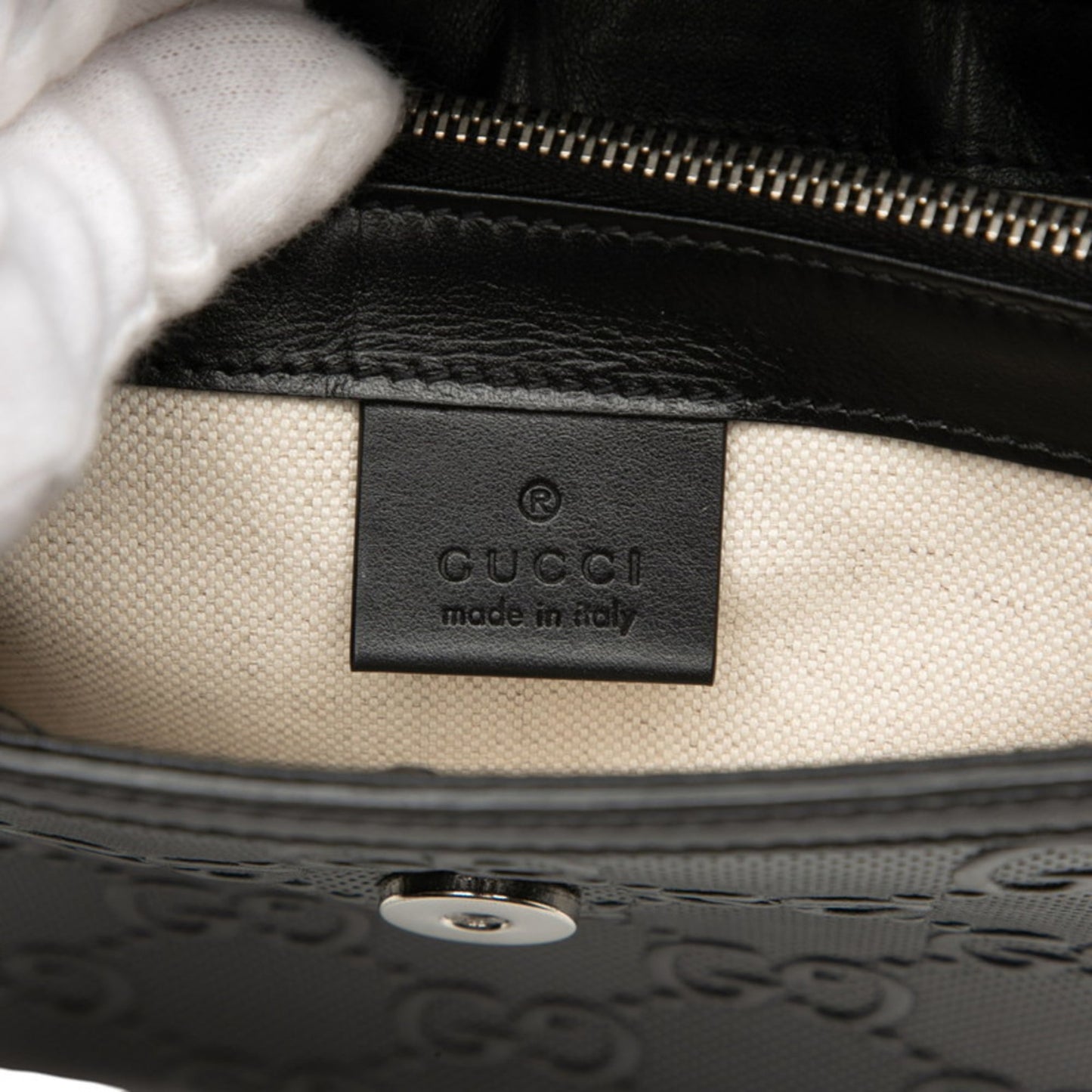Gucci Black Leather Pvc Shoulder Bag ( )