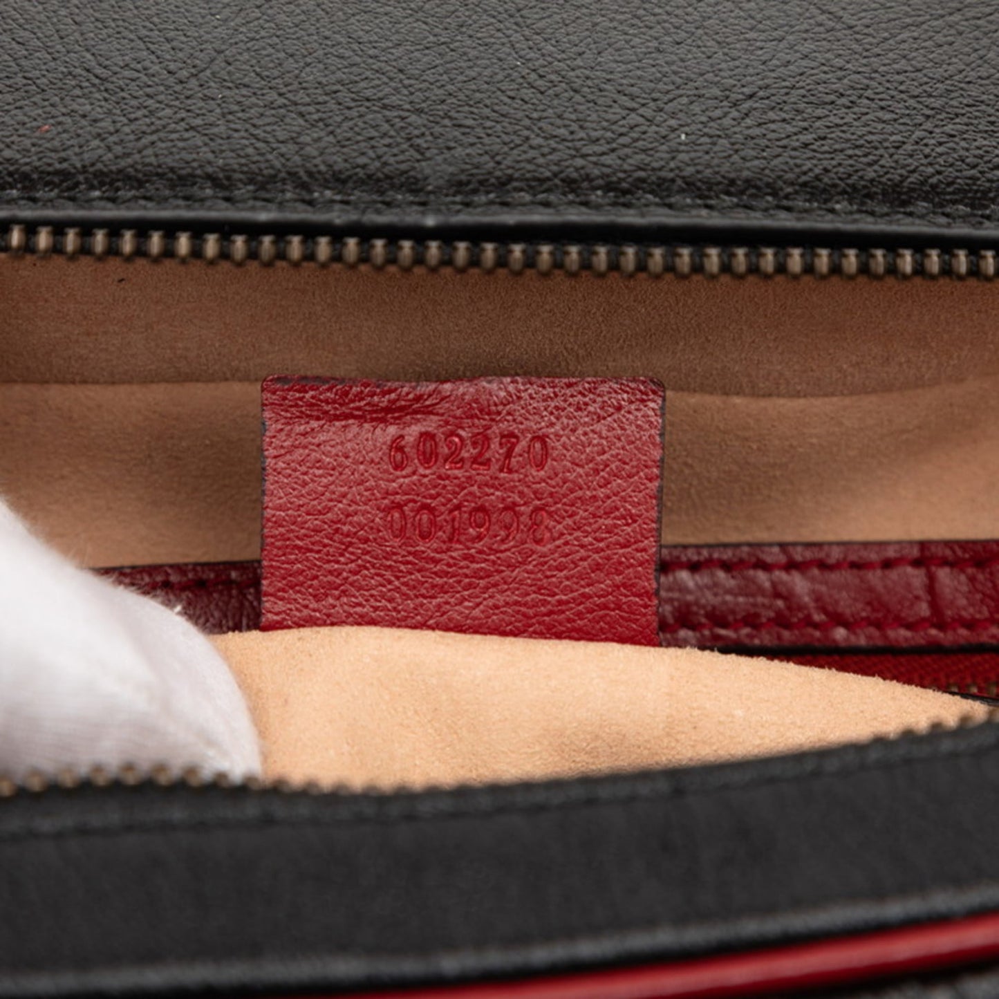 Gucci Black Red Color Leather Handbag Shoulder Bag ( )
