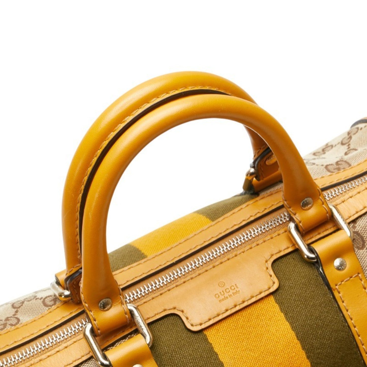 Gucci Beige Yellow Canvas Leather Shoulder Bag ( )
