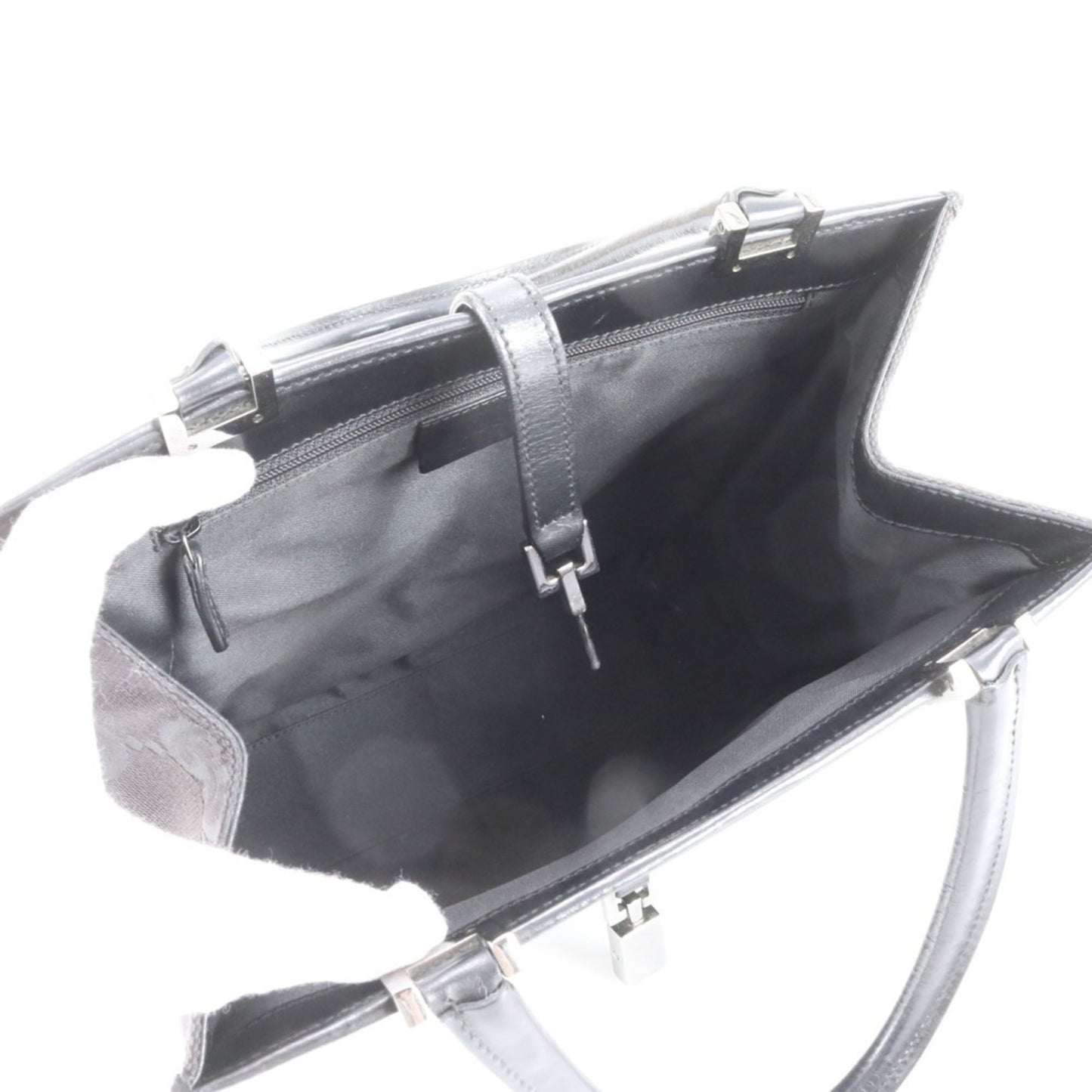 Gucci Black Leather Canvas Tote Bag ( )