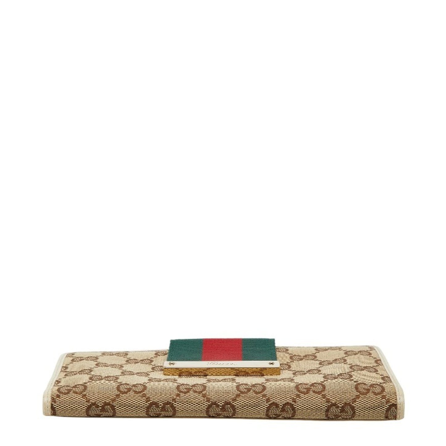 Gucci Beige Ivory Canvas Leather Long Wallet (Bi-Fold) ( )