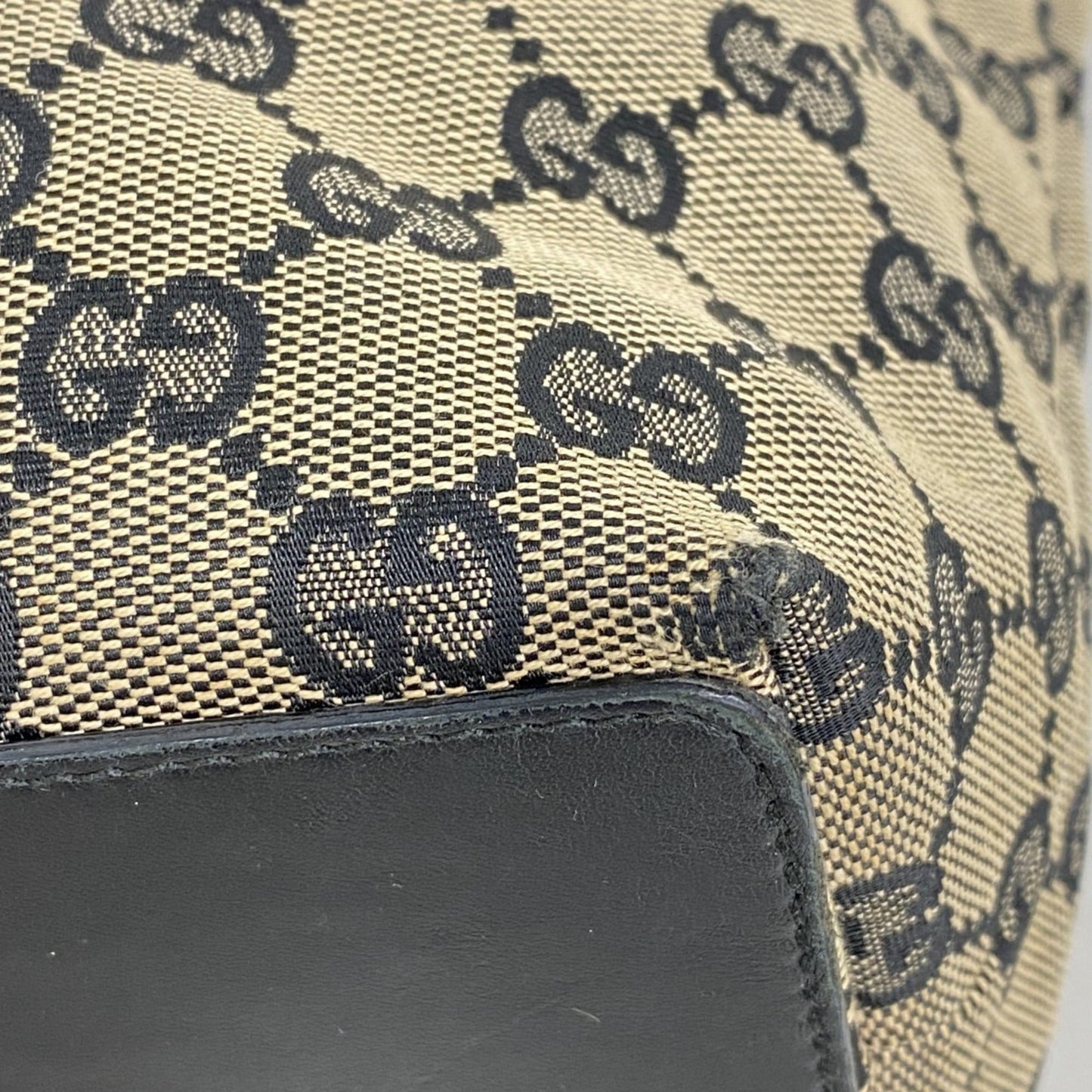 Gucci Black Brown Canvas Tote Bag ( )
