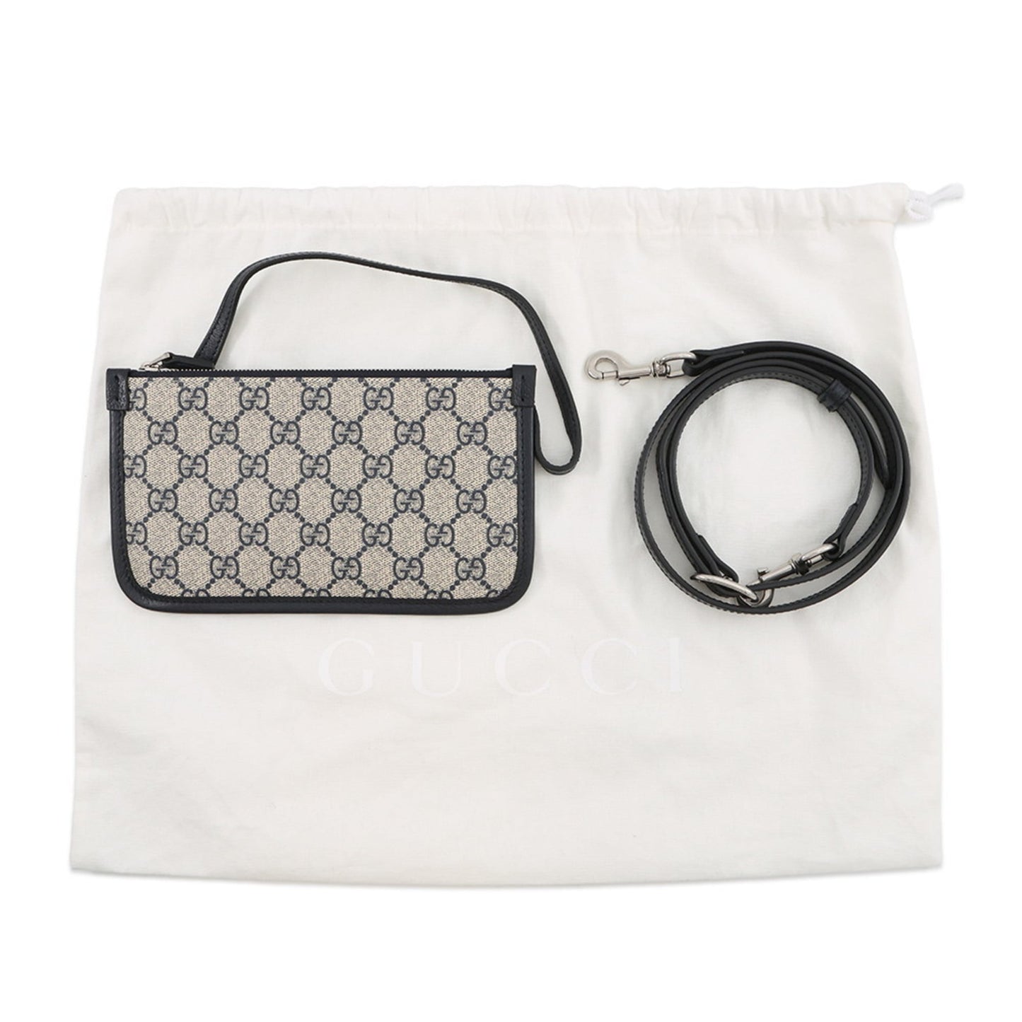 Gucci Ophidia Beige Navy Gg Supreme Leather Shoulder Bag ( )