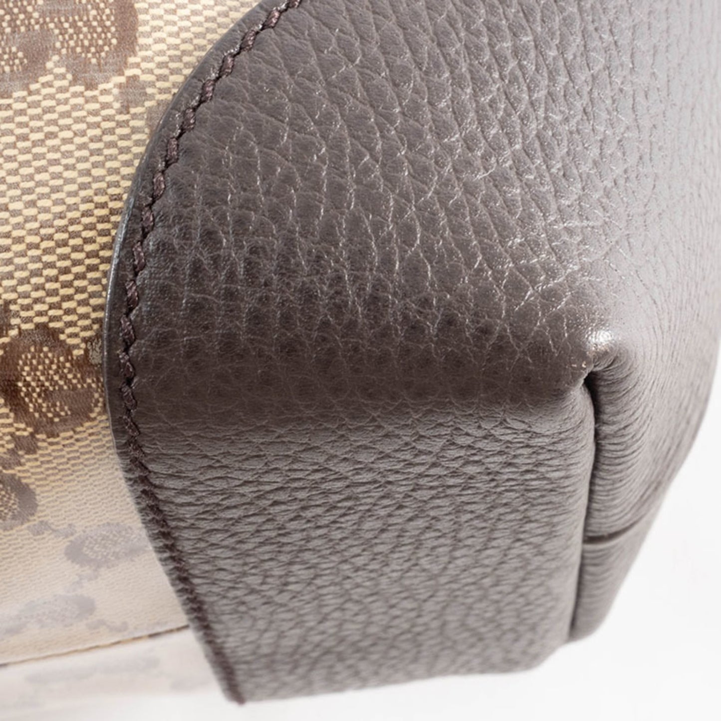 Gucci Beige Brown Pvc Canvas Leather Tote Bag ( )