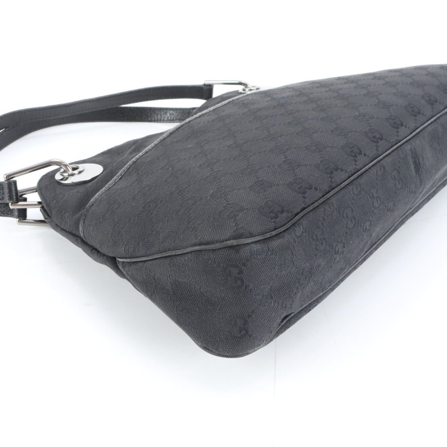 Gucci Black Leather Canvas Tote Bag ( )
