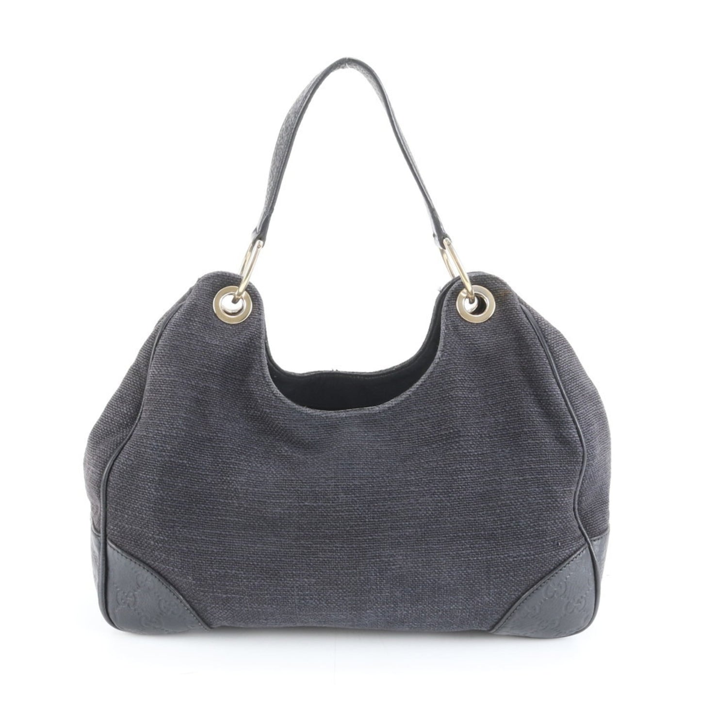 Gucci Black Leather Canvas Shoulder Bag ( )