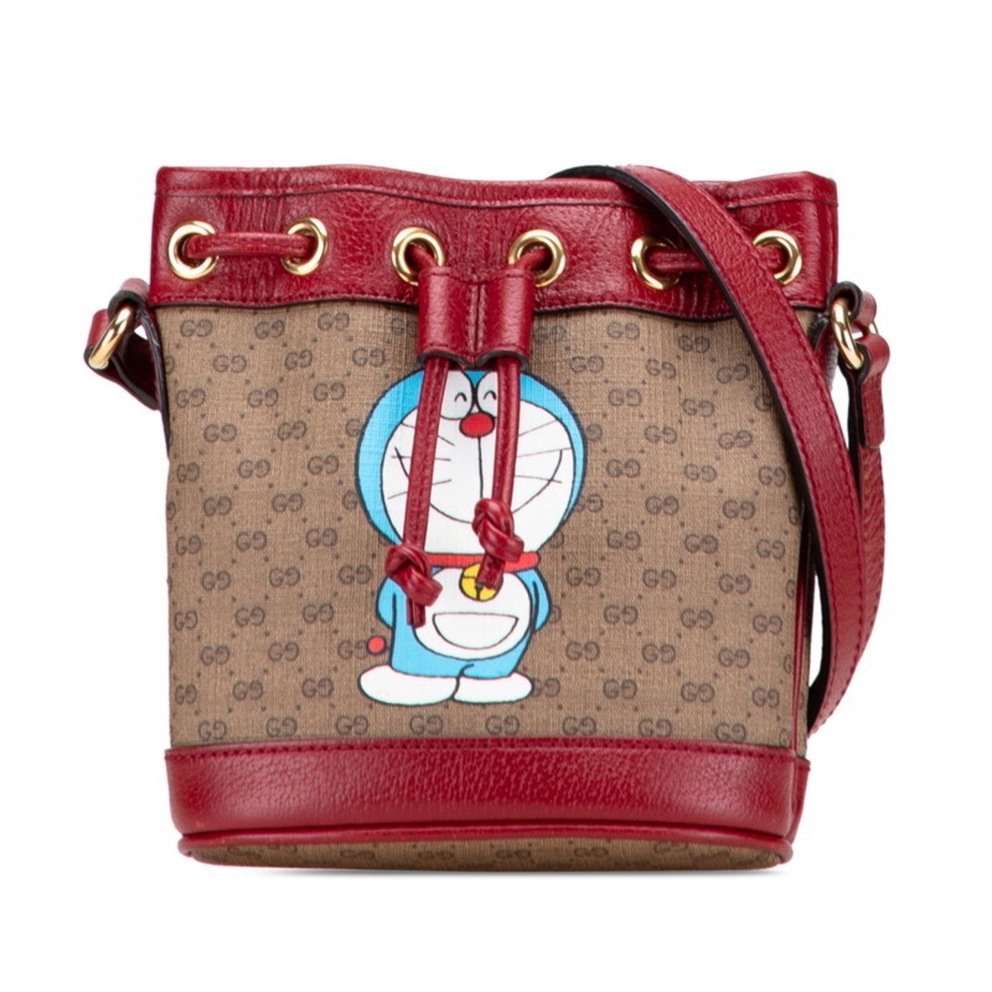Gucci Brown Red Color Pvc Leather Shoulder Bag ( )