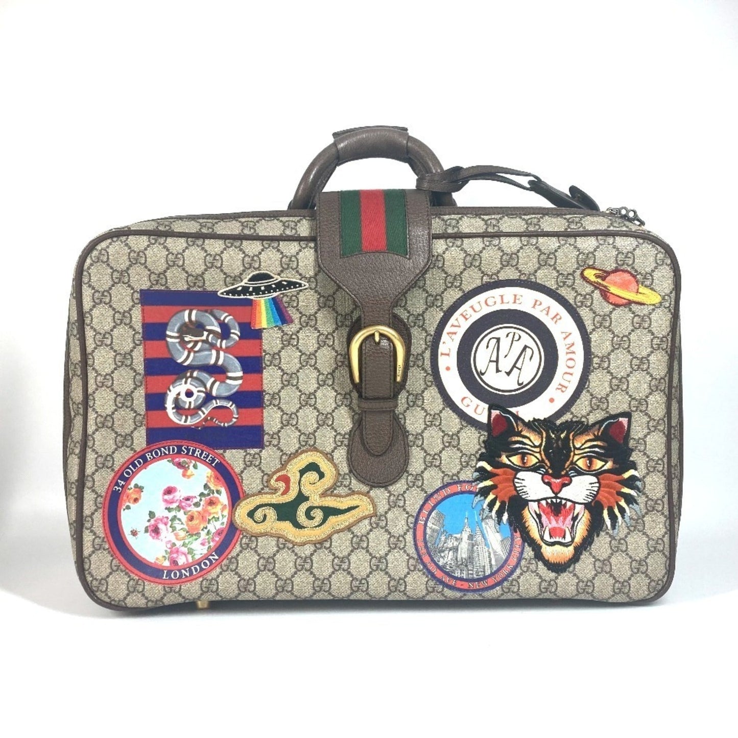 Gucci Beige Multi-Color Gg Supreme Boston Bag ( )
