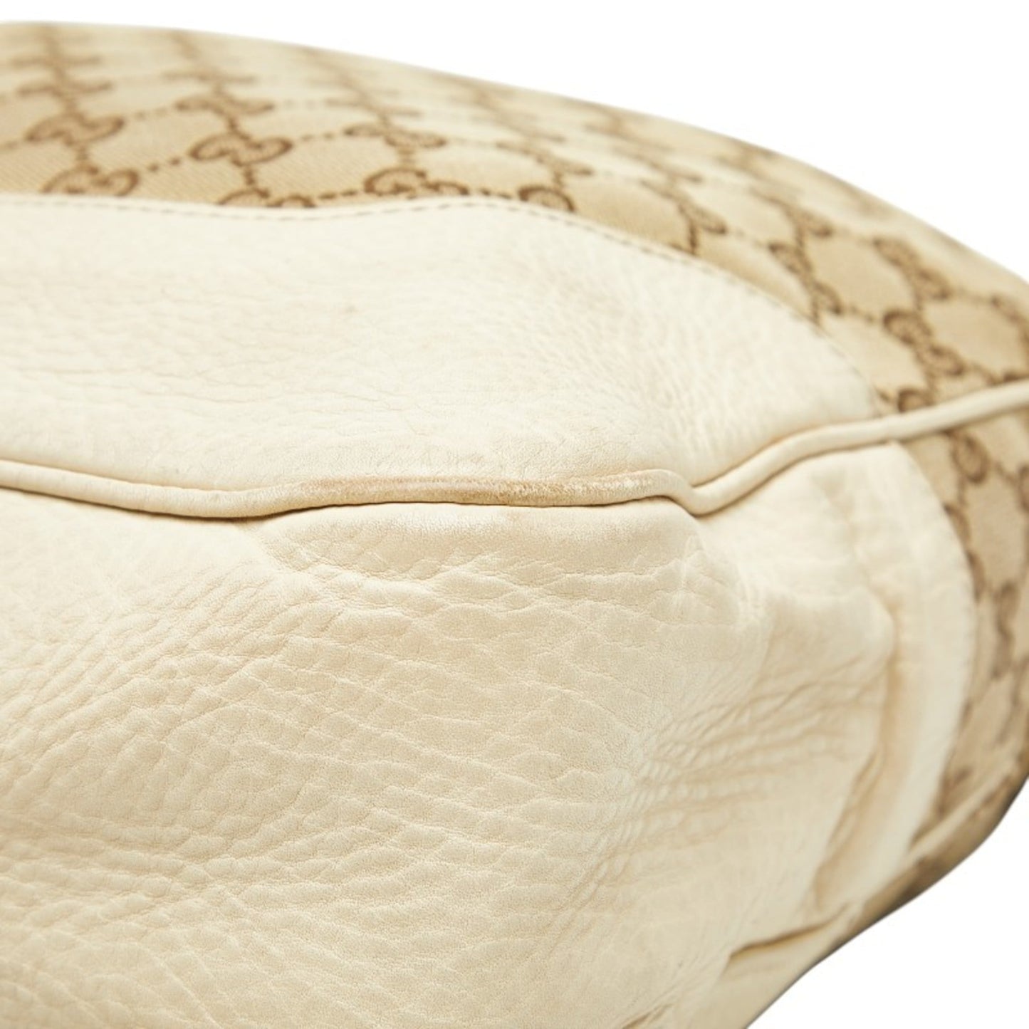 Gucci Brown Ivory Canvas Leather Handbag Shoulder Bag ( )
