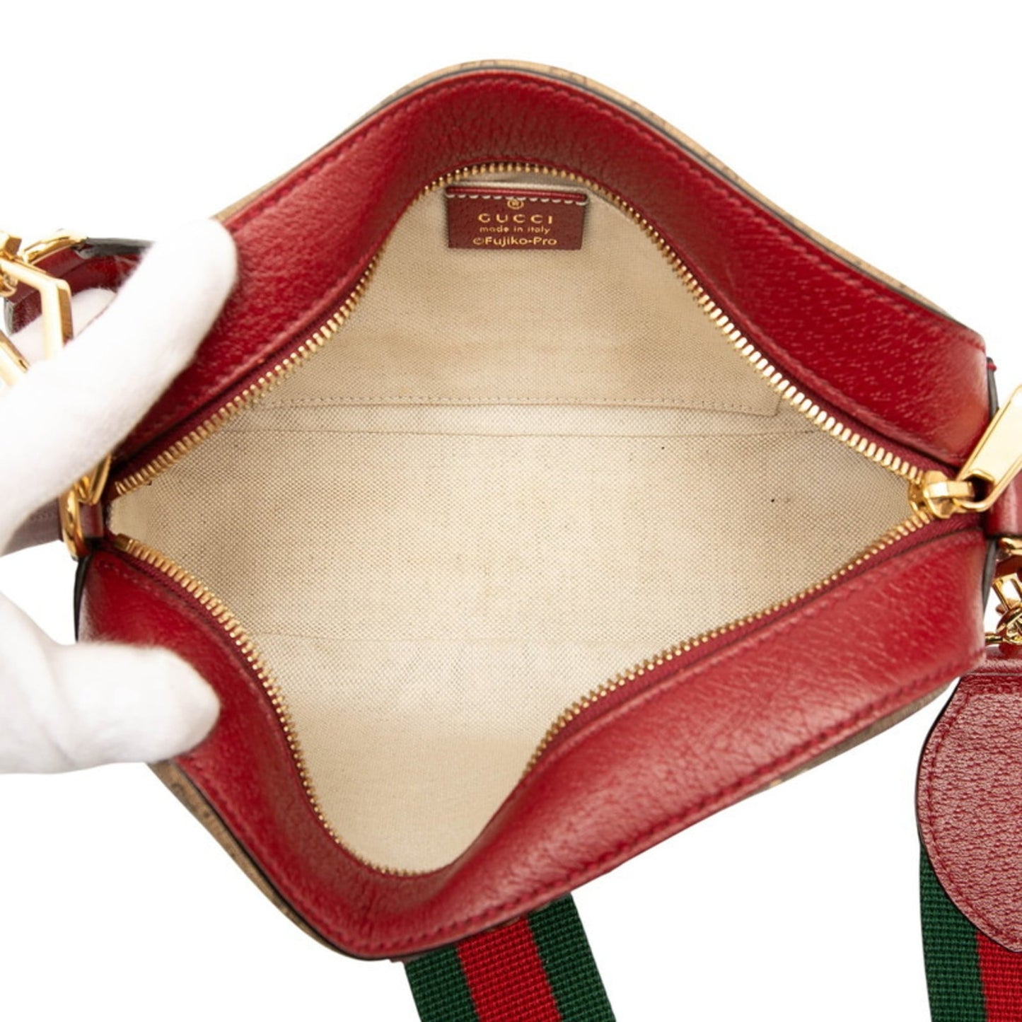 Gucci Brown Red Color Pvc Leather Shoulder Bag ( )