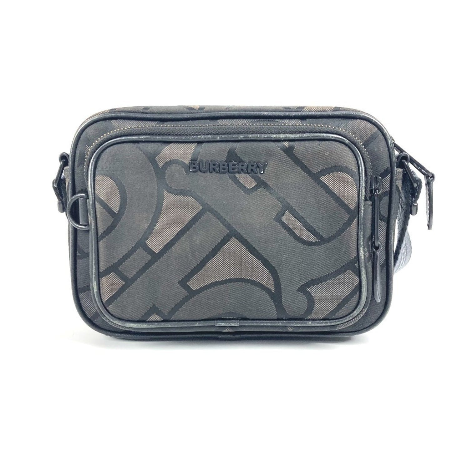 Burberry Black Gray Nylon Canvas Pochette Shoulder Bag ( )