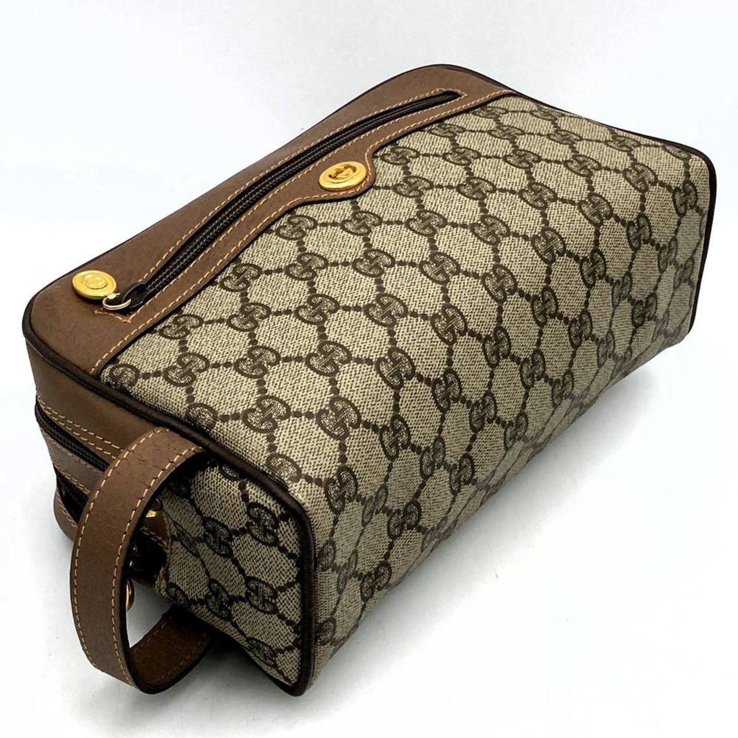 Gucci Brown Gg Supreme Pvc Pouch ( )