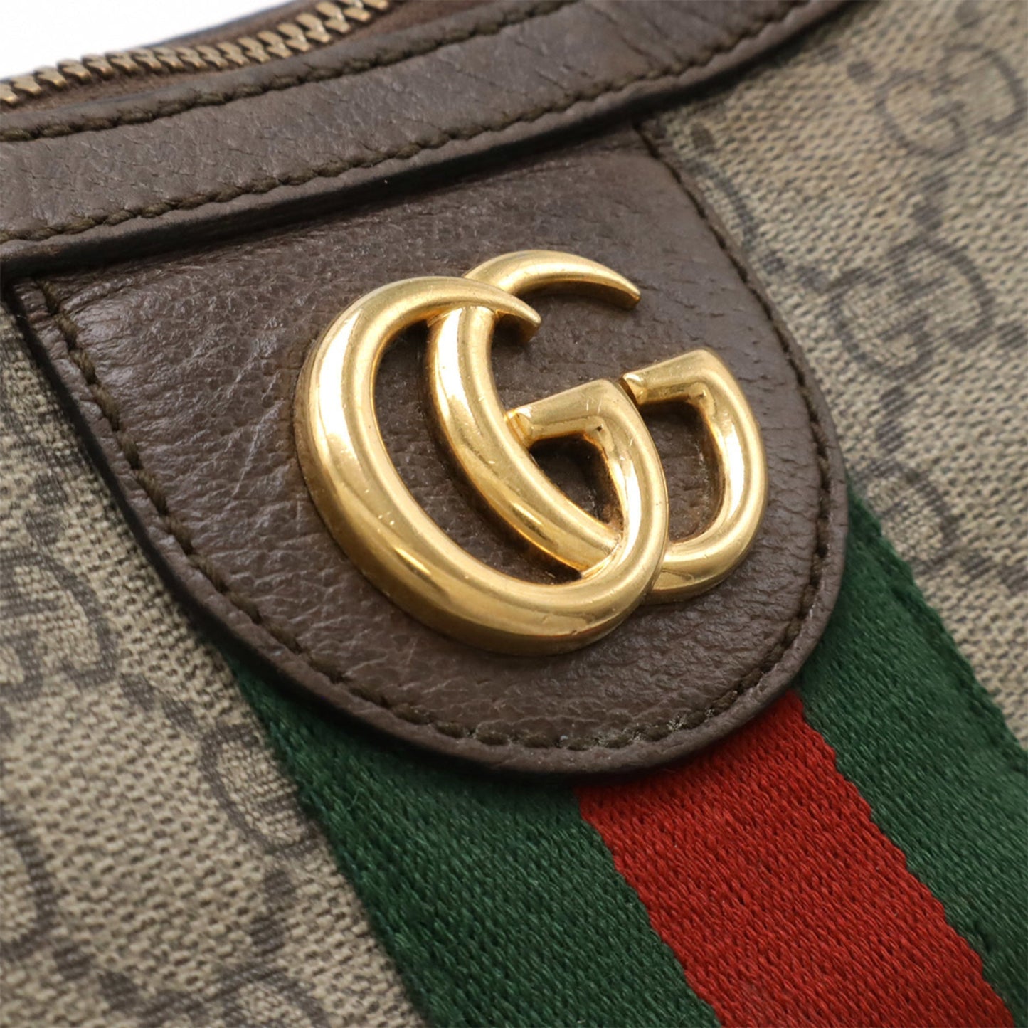 Gucci Beige Brown Green Red Color Gg Supreme Leather Shoulder Bag ( )