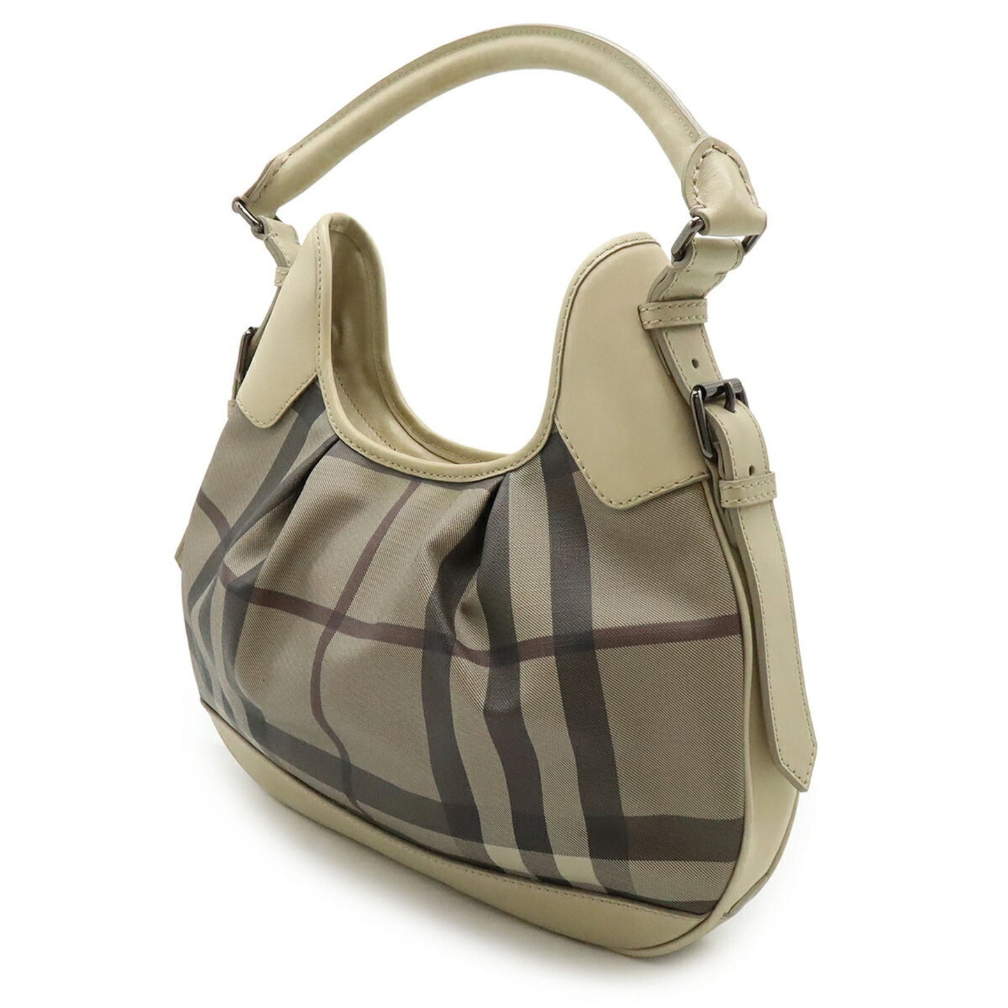 Burberry Brown Grayish Pvc Leather Shoulder Bag ( )