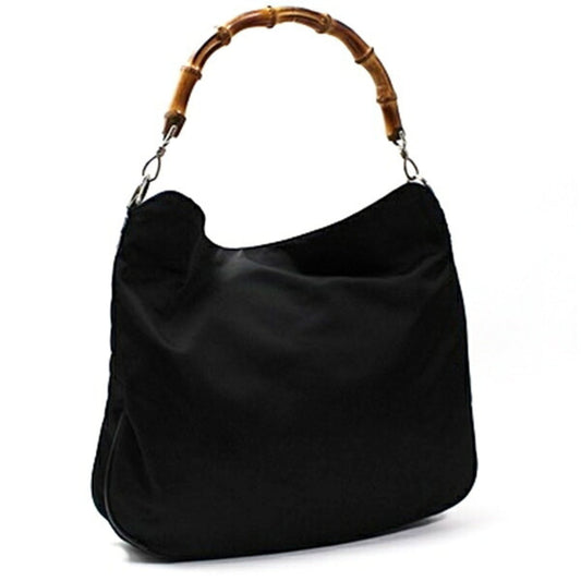 Gucci Black Dark Brown Nylon Handbag Shoulder Bag ( )