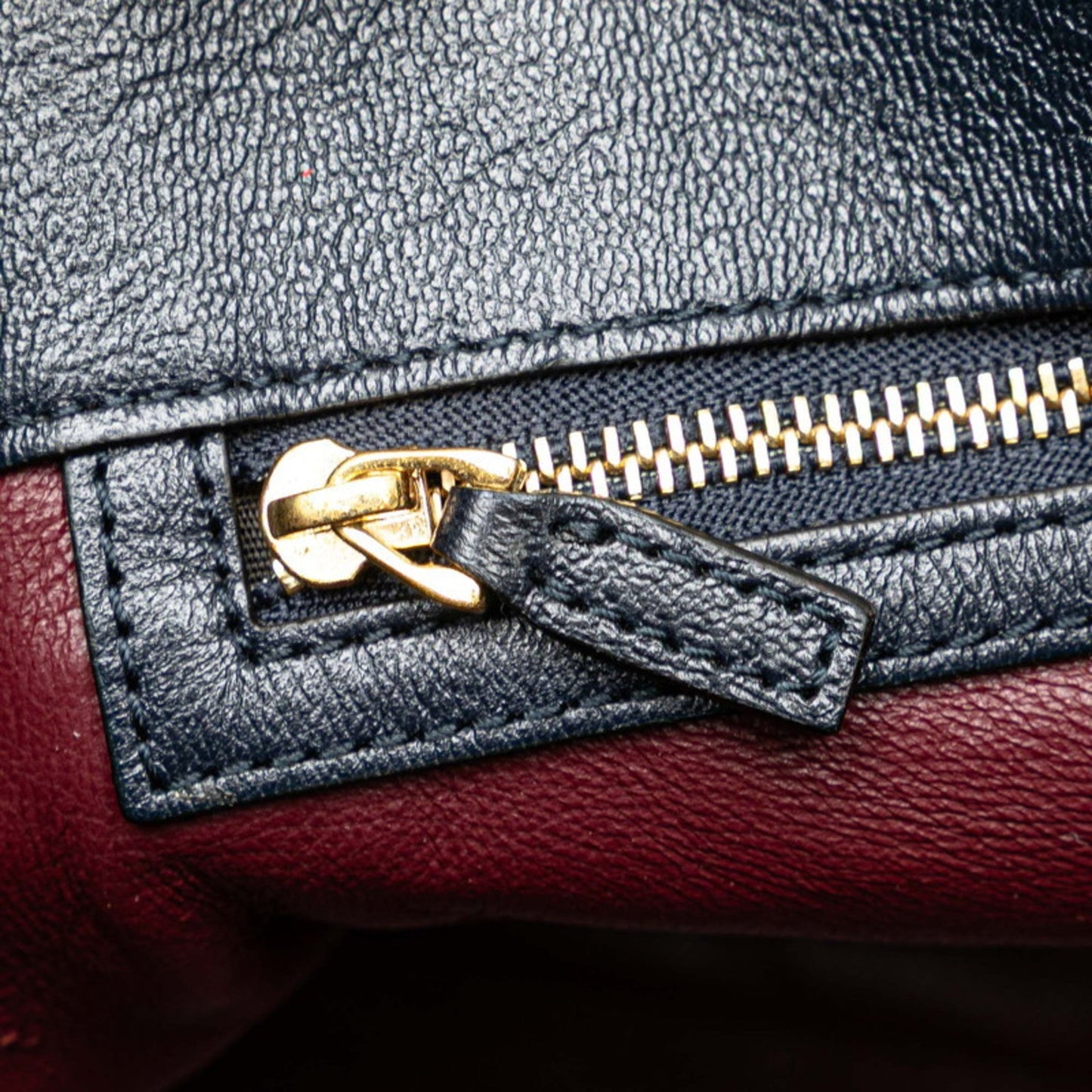 Gucci Beige Navy Canvas Leather Shoulder Bag Tote Bag ( )
