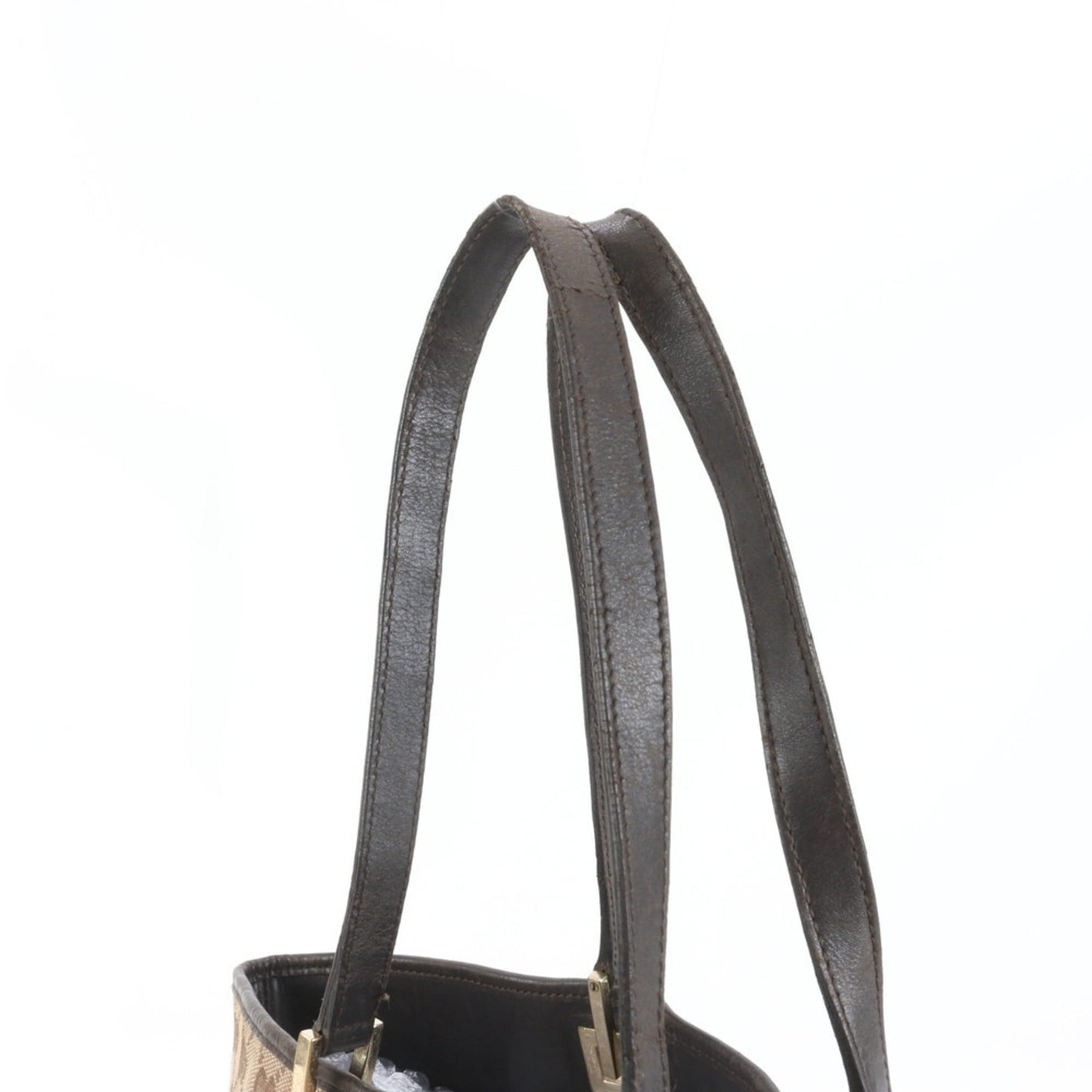Gucci Brown Leather Canvas Tote Bag ( )