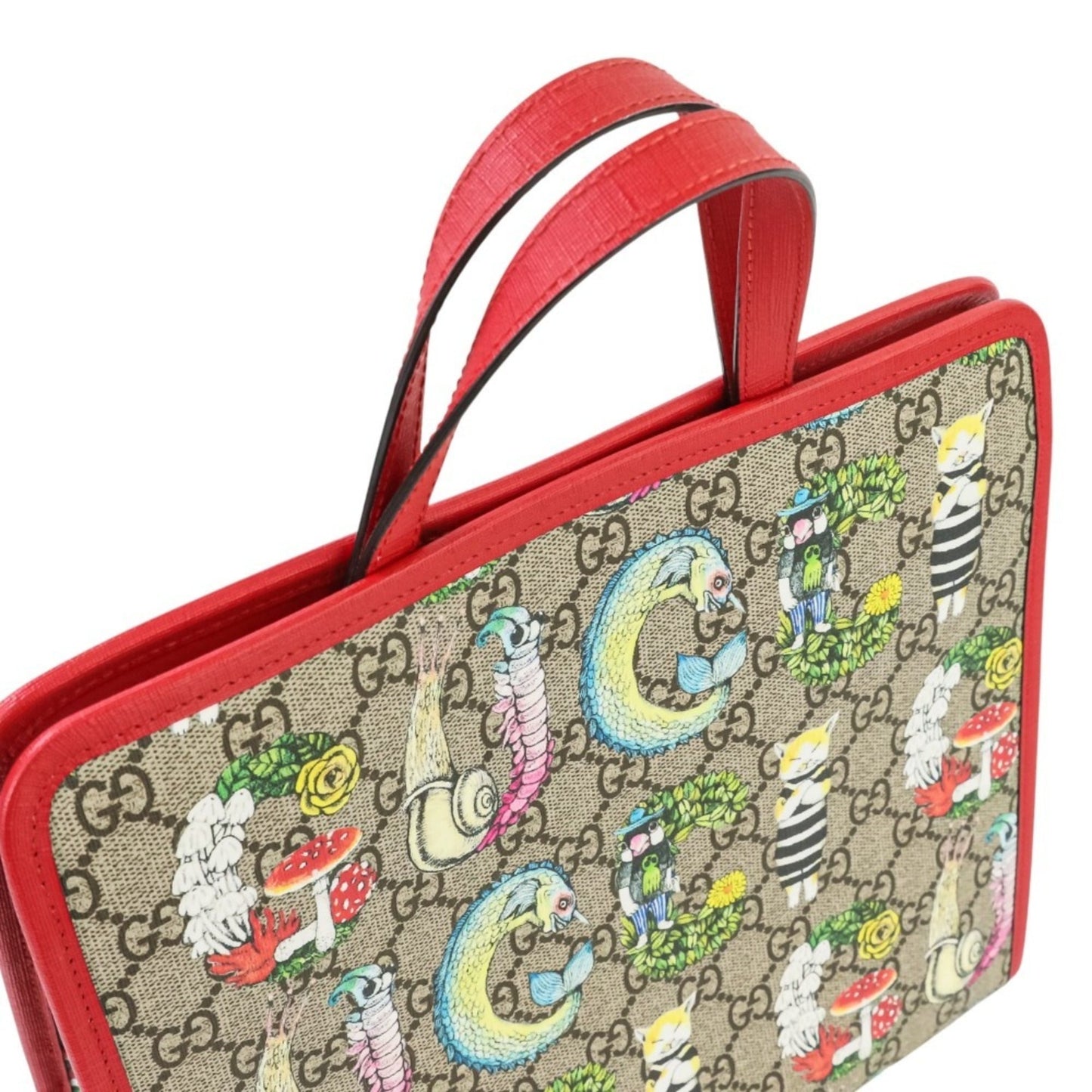 Gucci Beige Red Color Gg Supreme Tote Bag ( )