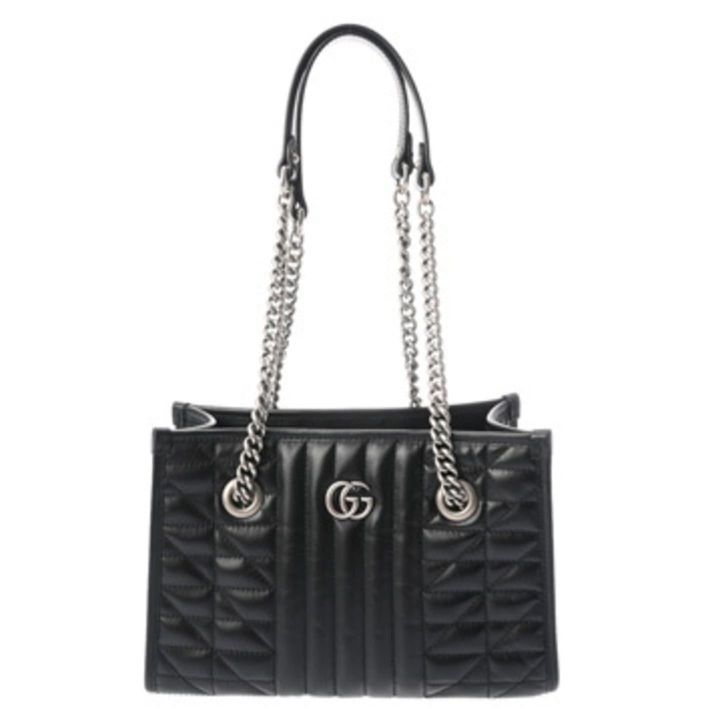 Gucci Black Silver Leather Tote Bag ( )