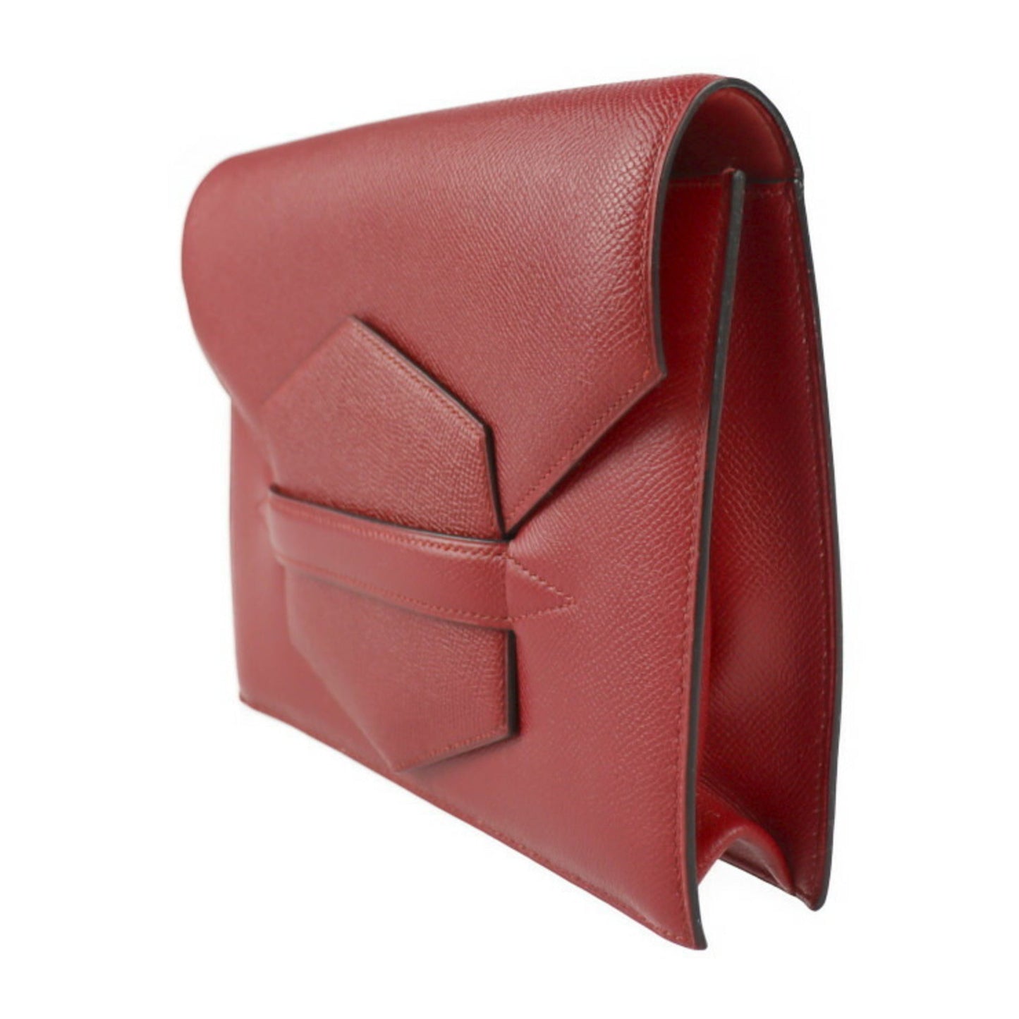 Hermes Red Color Courchevel Leather Clutch Bag ( )