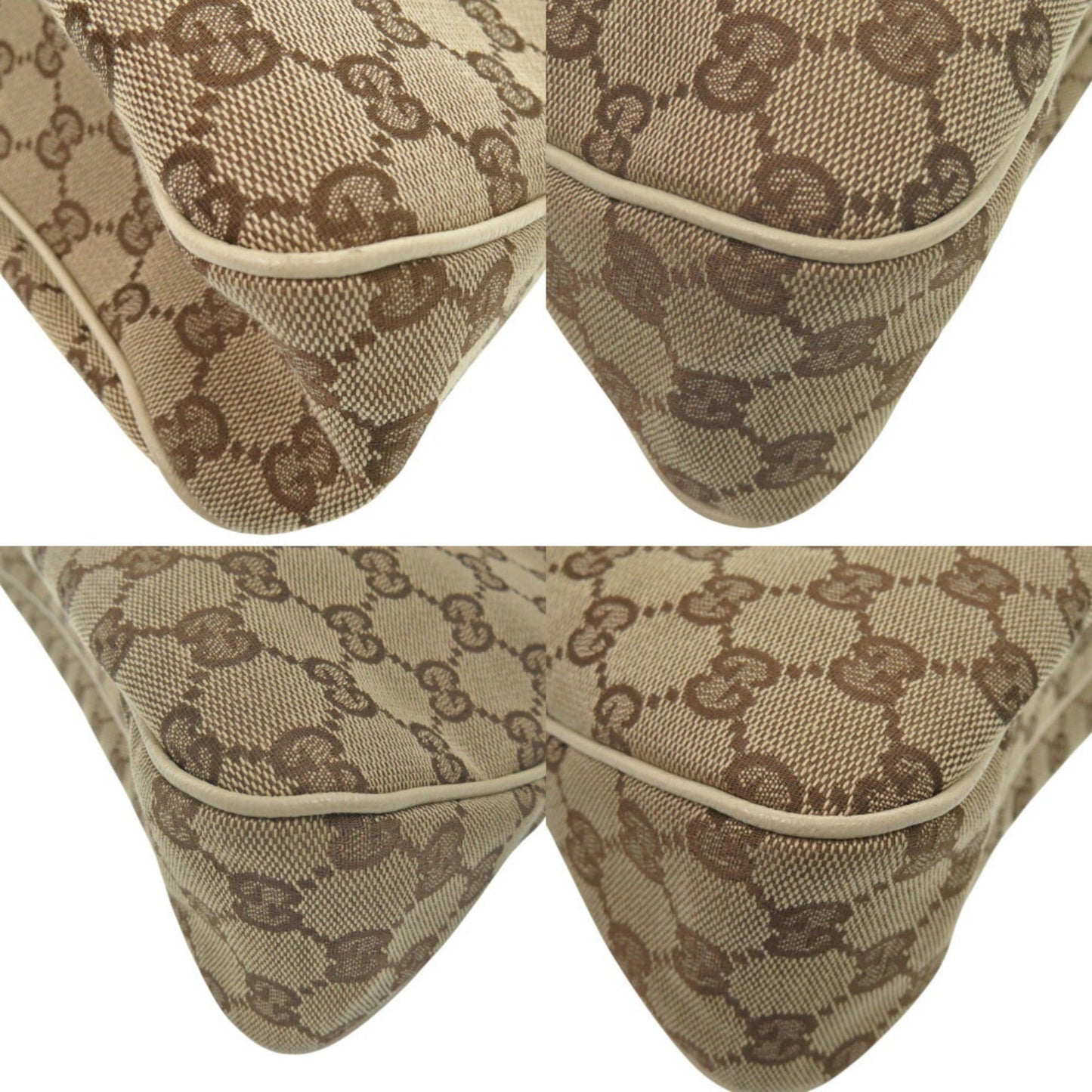 Gucci Beige White Gg Canvas Leather Tote Bag ( )