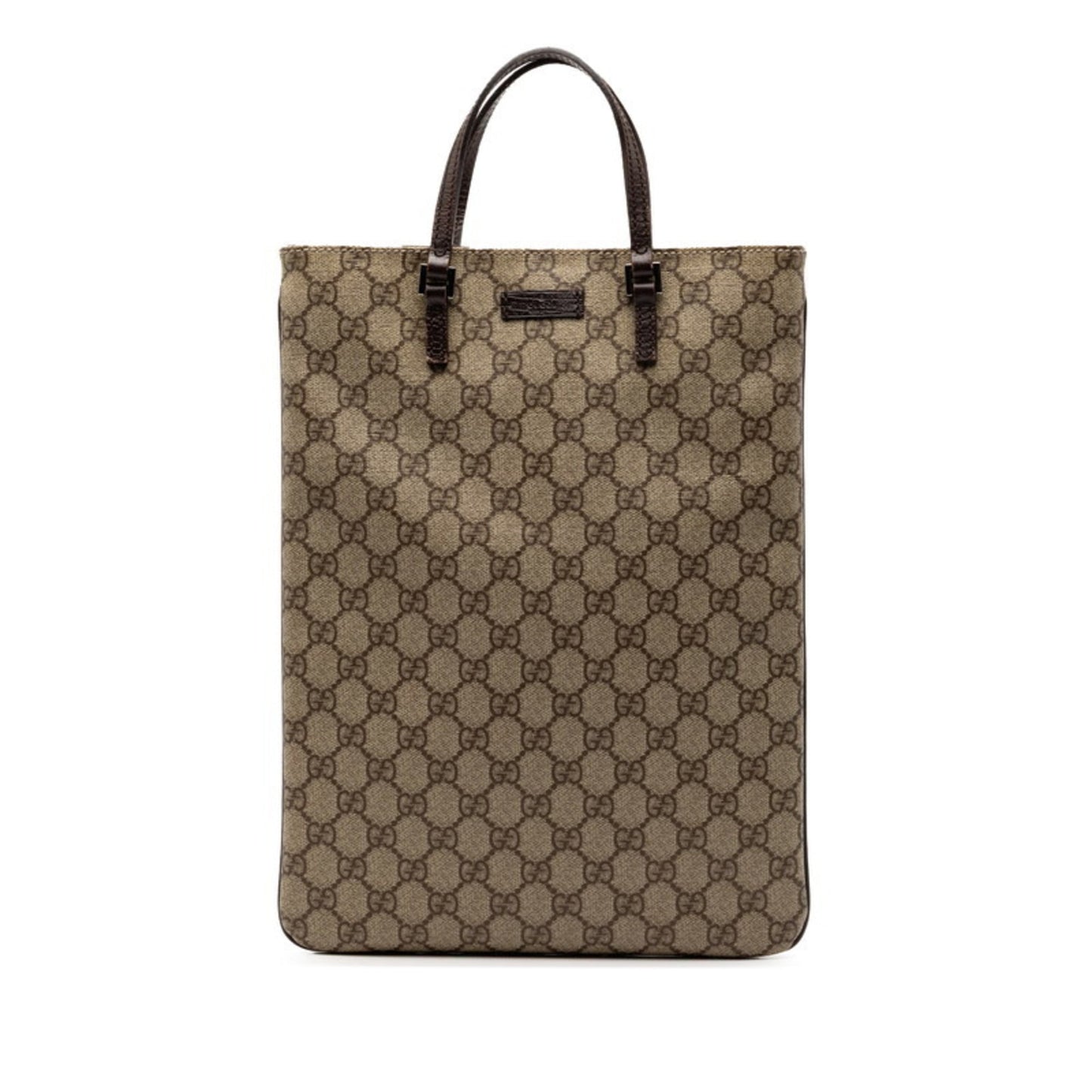 Gucci Beige Brown Pvc Leather Handbag Tote Bag ( )