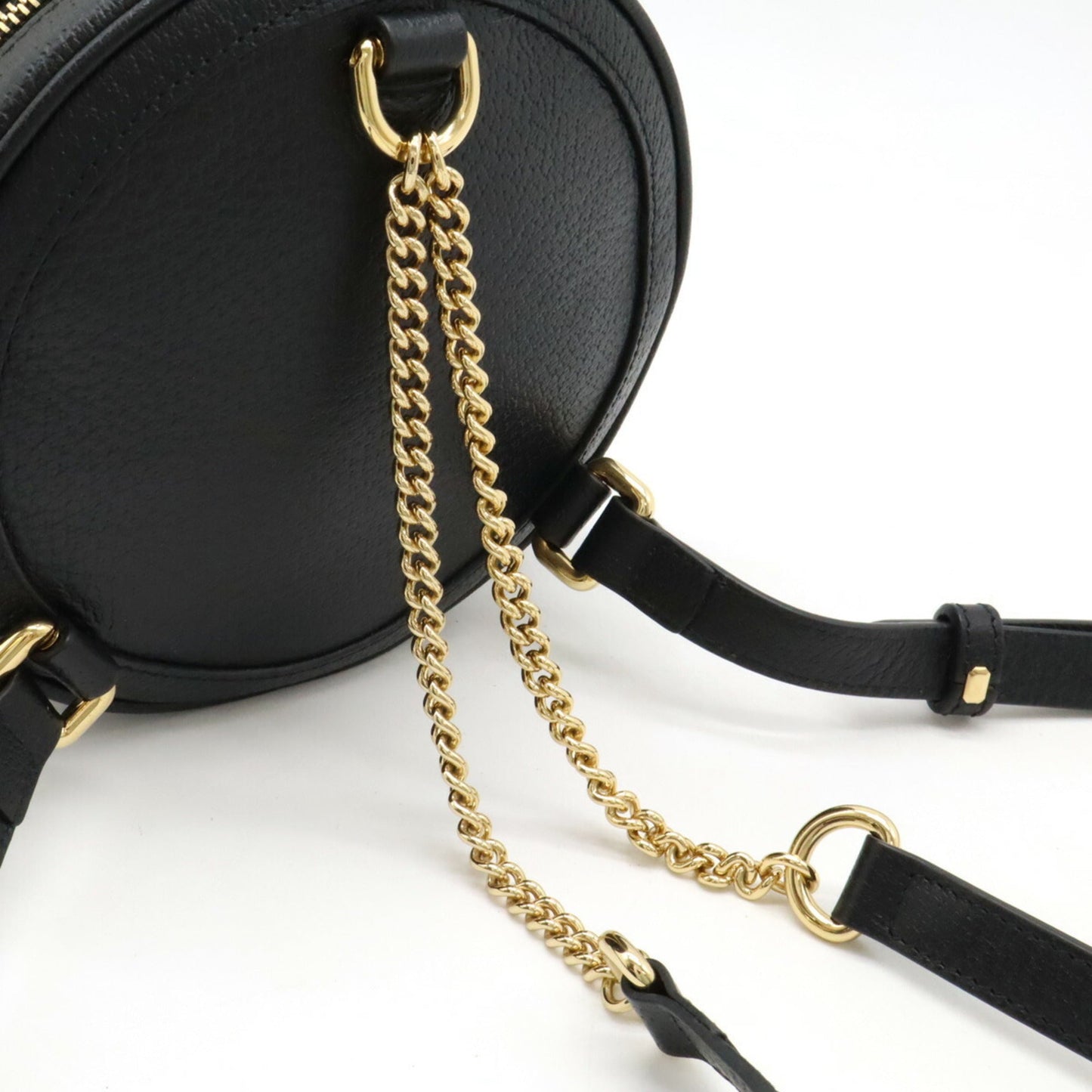 Gucci Sherry Line Black Green Red Color Leather Backpack ( )