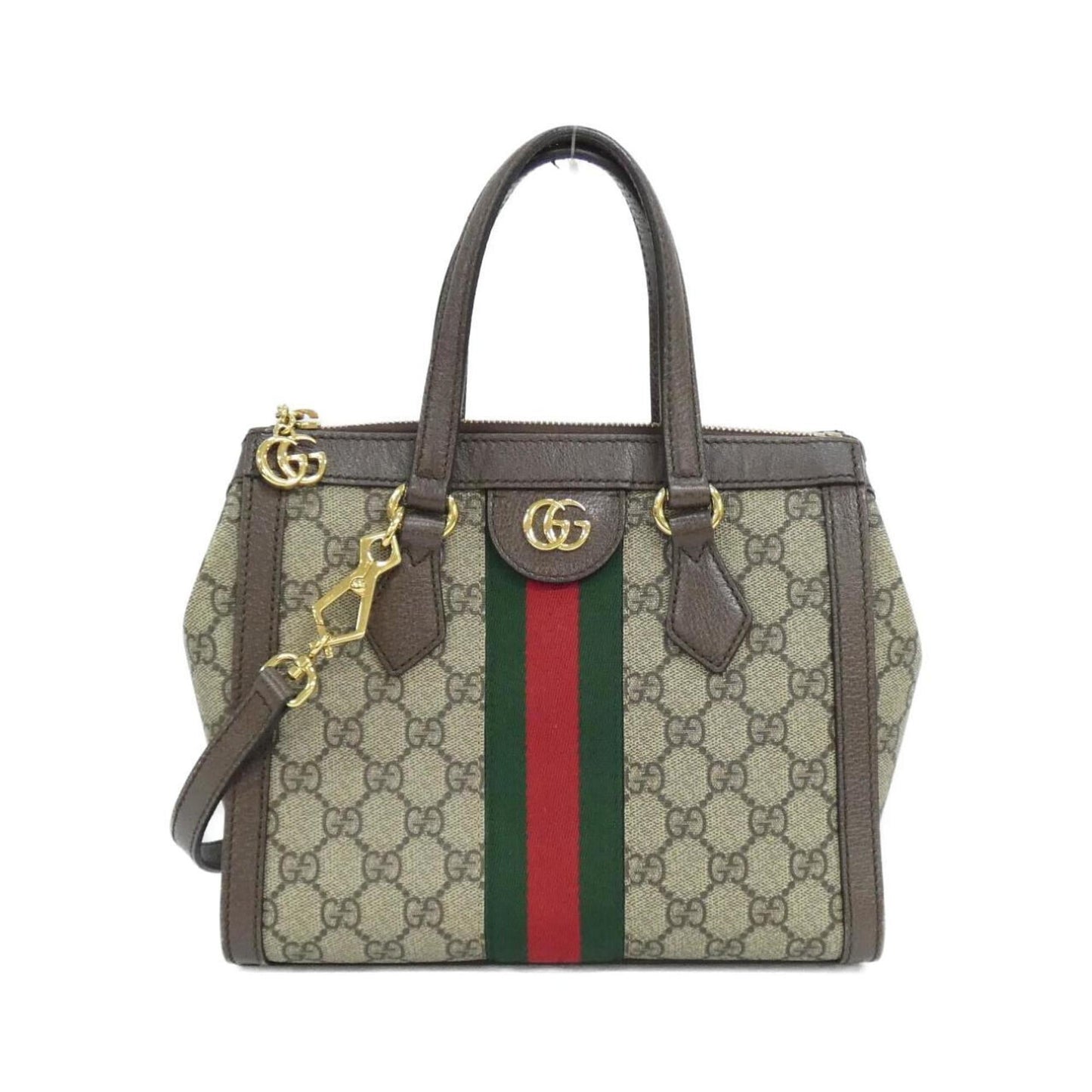 Gucci Beige Brown Gg Supreme Canvas Leather Handbag ( )