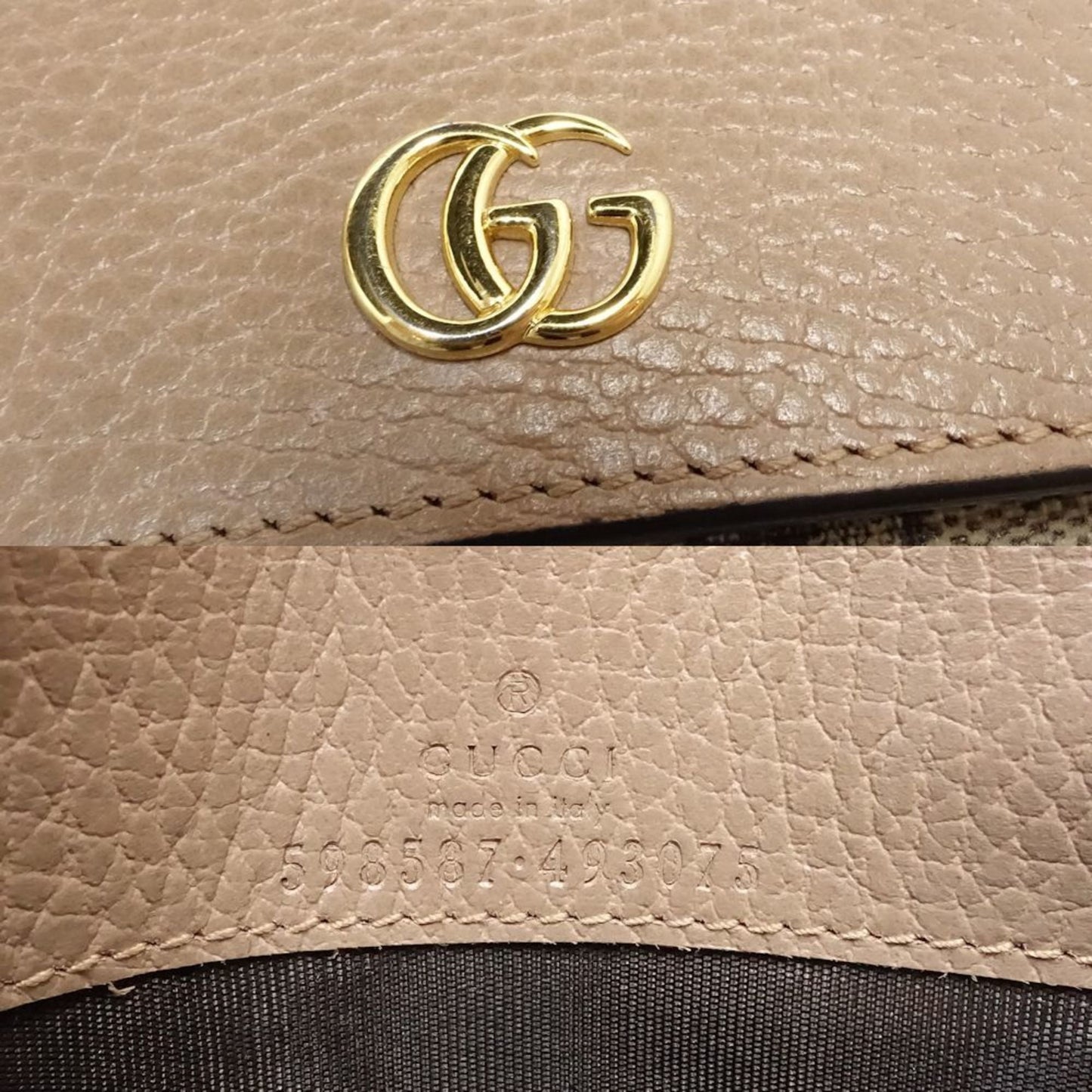 Gucci Beige Pink Beige Canvas Leather Wallet (Bi-Fold) ( )