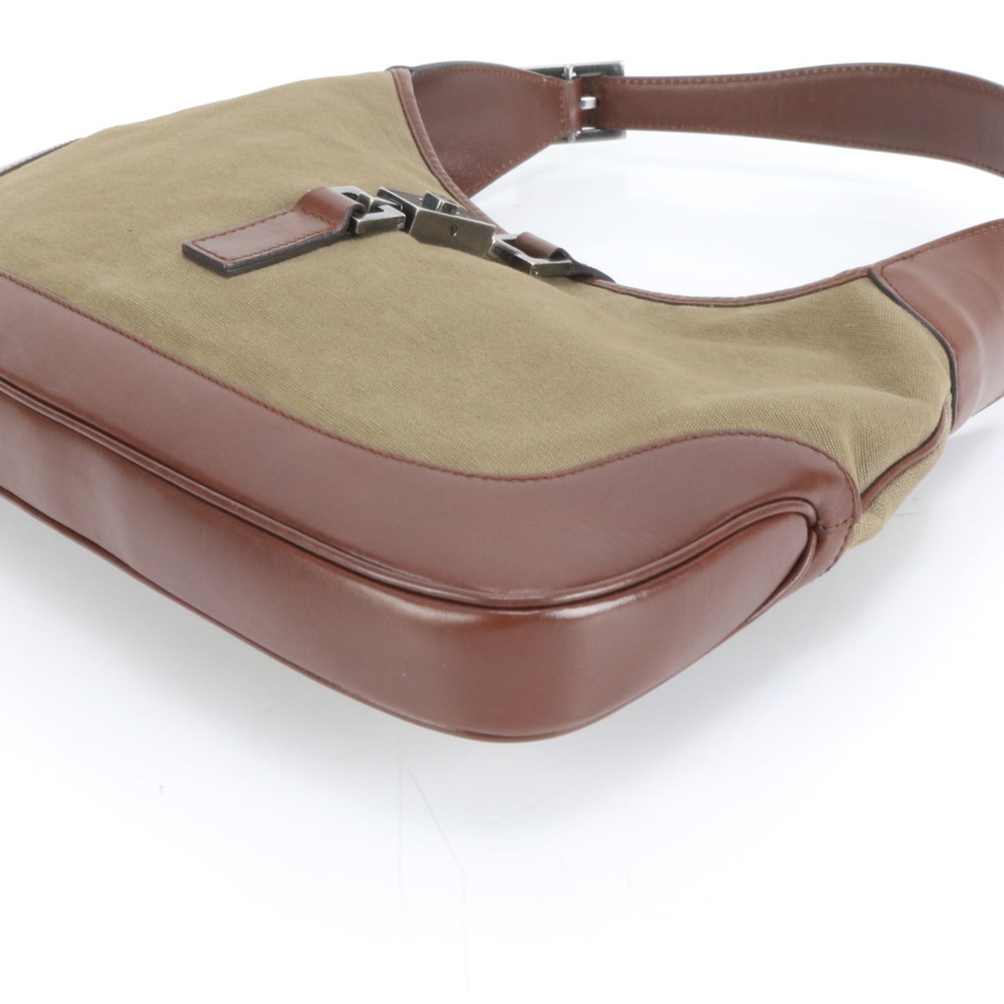 Gucci Brown Leather Canvas Shoulder Bag ( )
