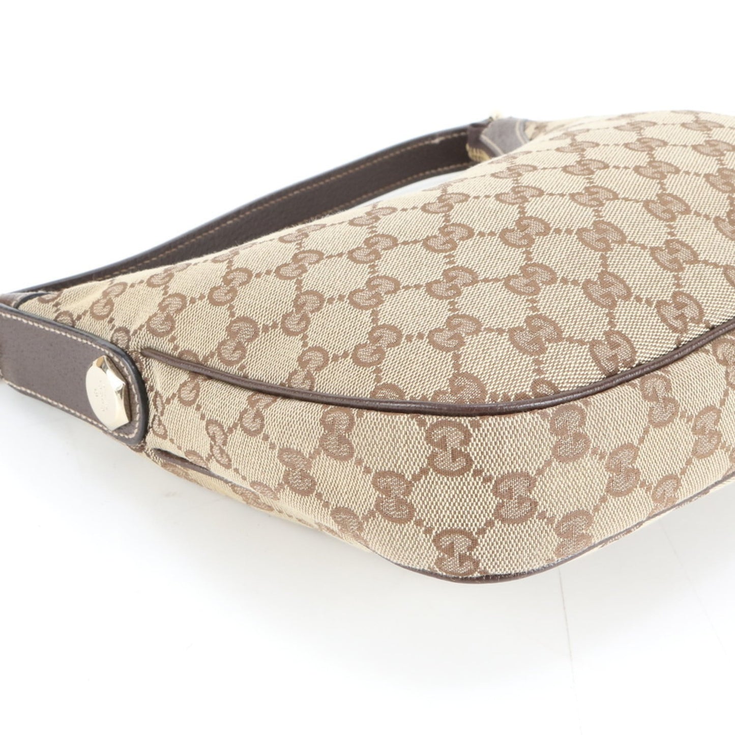 Gucci Brown Leather Canvas Shoulder Bag ( )