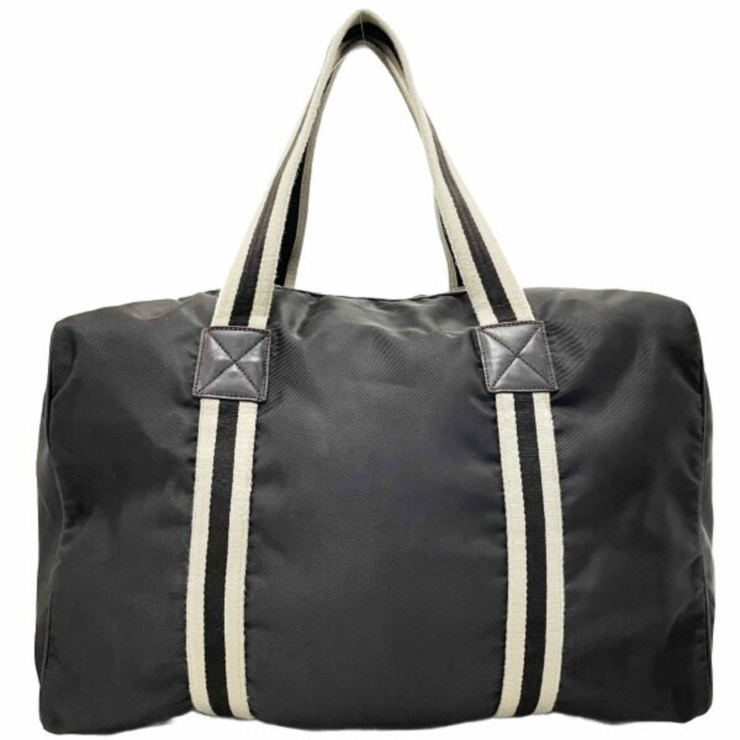 Gucci Beige Dark Brown Nylon Leather Boston Bag ( )
