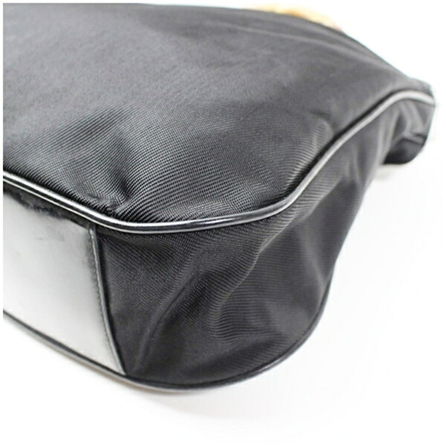 Gucci Black Dark Brown Nylon Handbag Shoulder Bag ( )