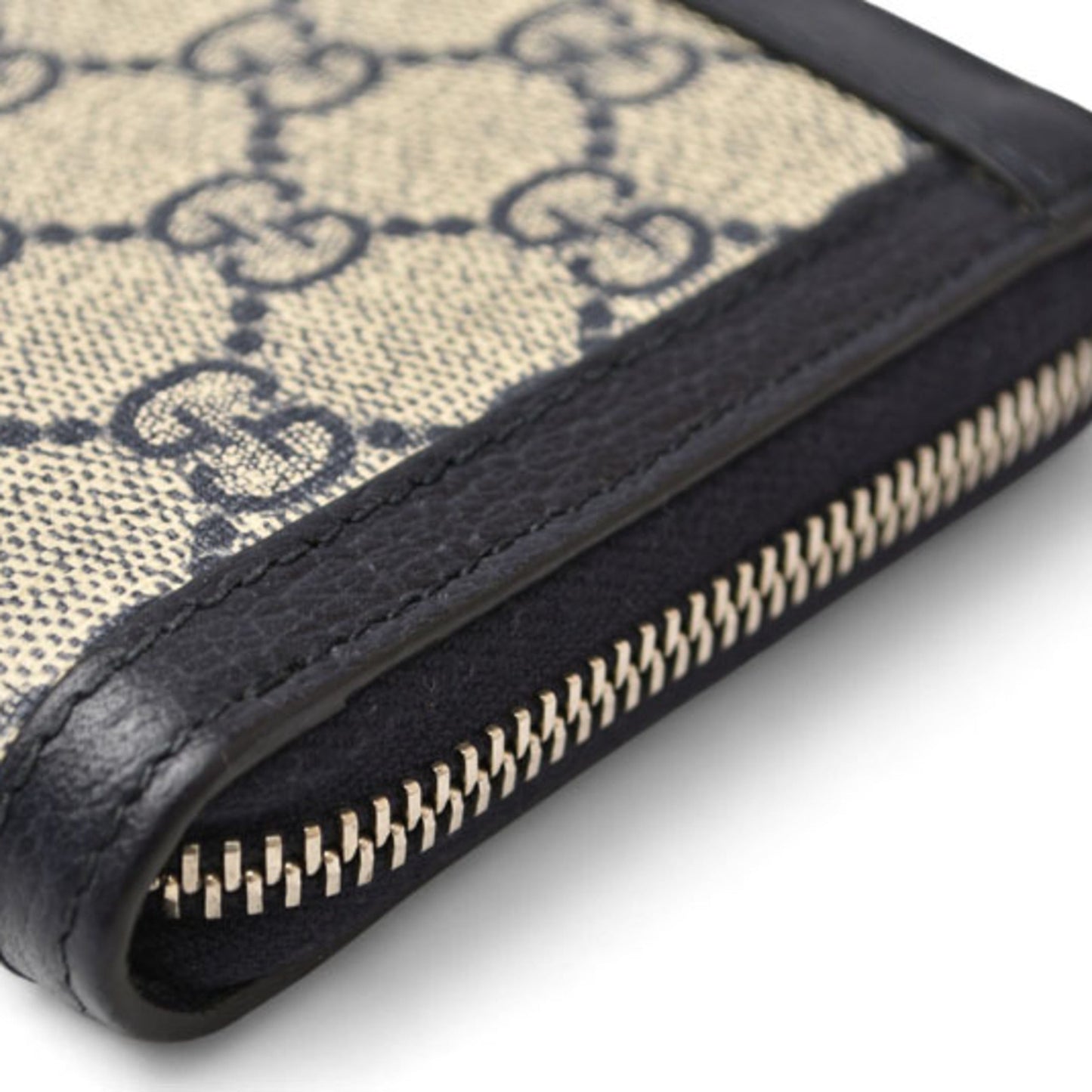 Gucci Beige Navy Coated Canvas Long Wallet (Bi-Fold) ( )