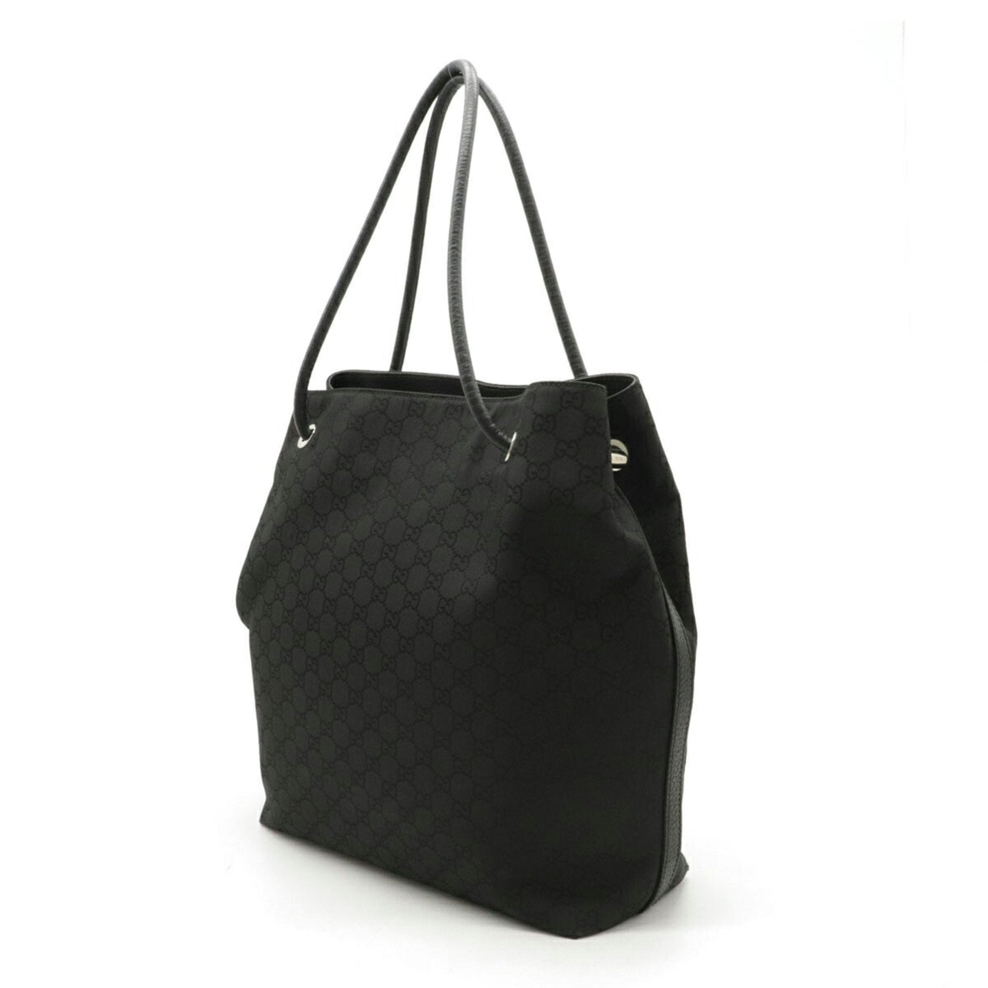 Gucci Black Leather Nylon Tote Style 2