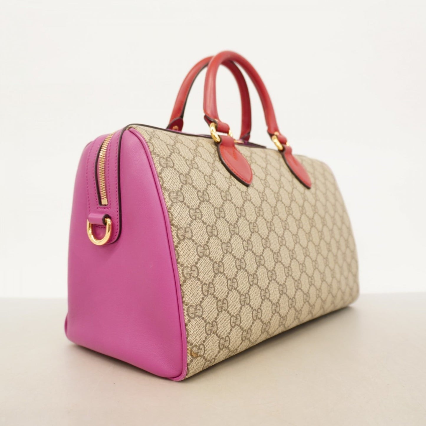Gucci Brown Pink Red Color Pvc Handbag ( )