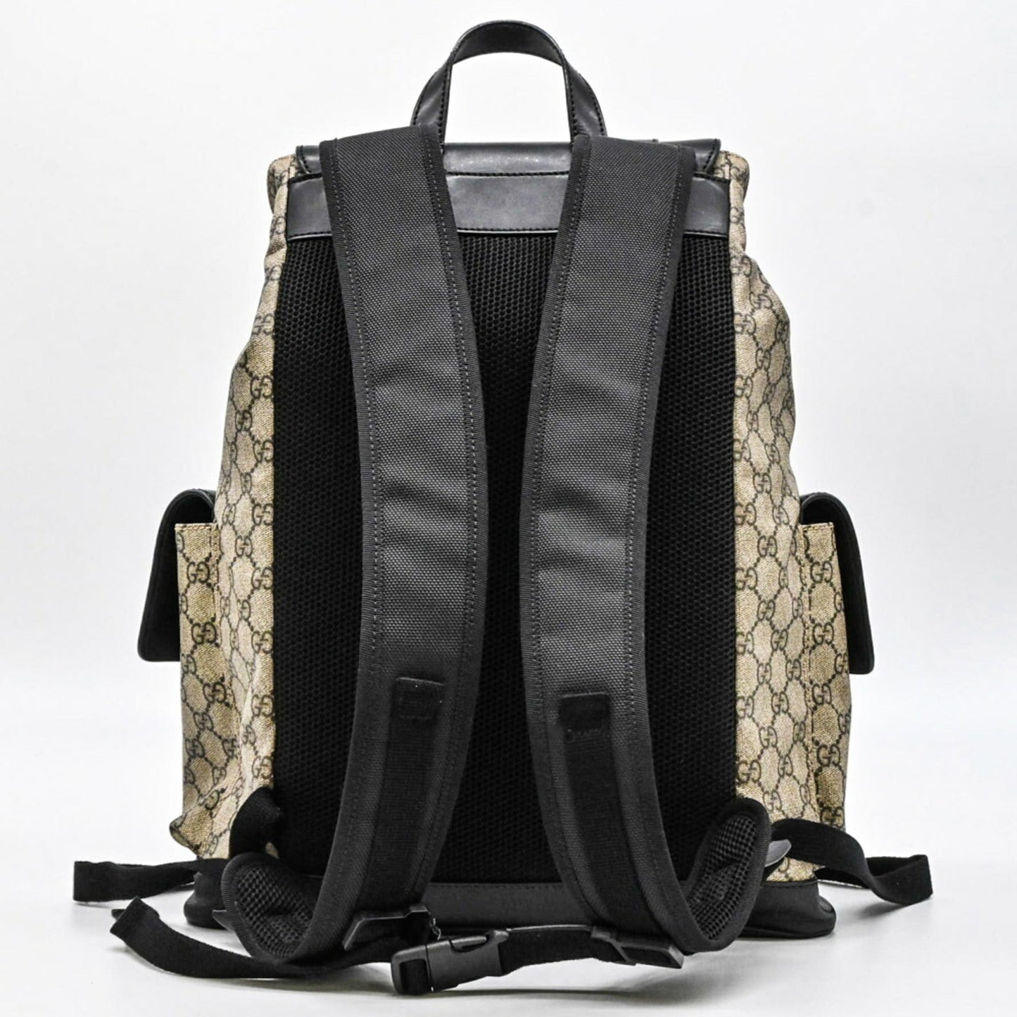 Gucci Beige Black Gg Supreme Leather Backpack ( )