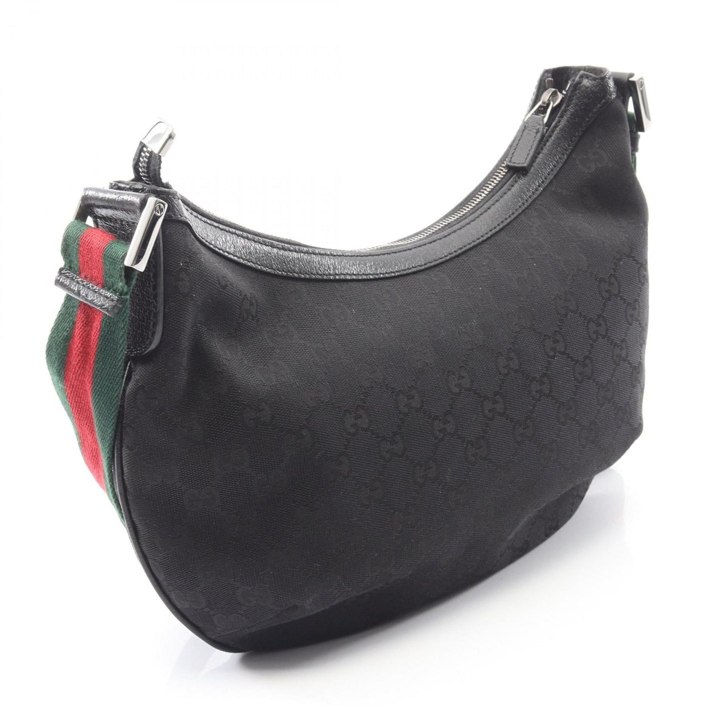 Gucci Black Gg Canvas Leather Shoulder Bag ( )