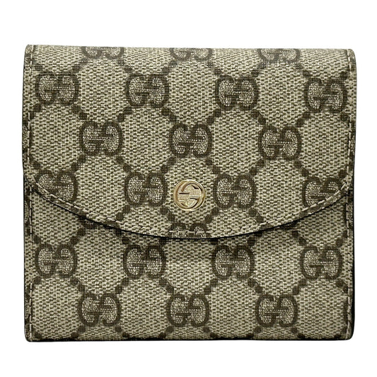 Gucci Brown Red Color Gg Supreme Wallet (Tri-Fold) ( )