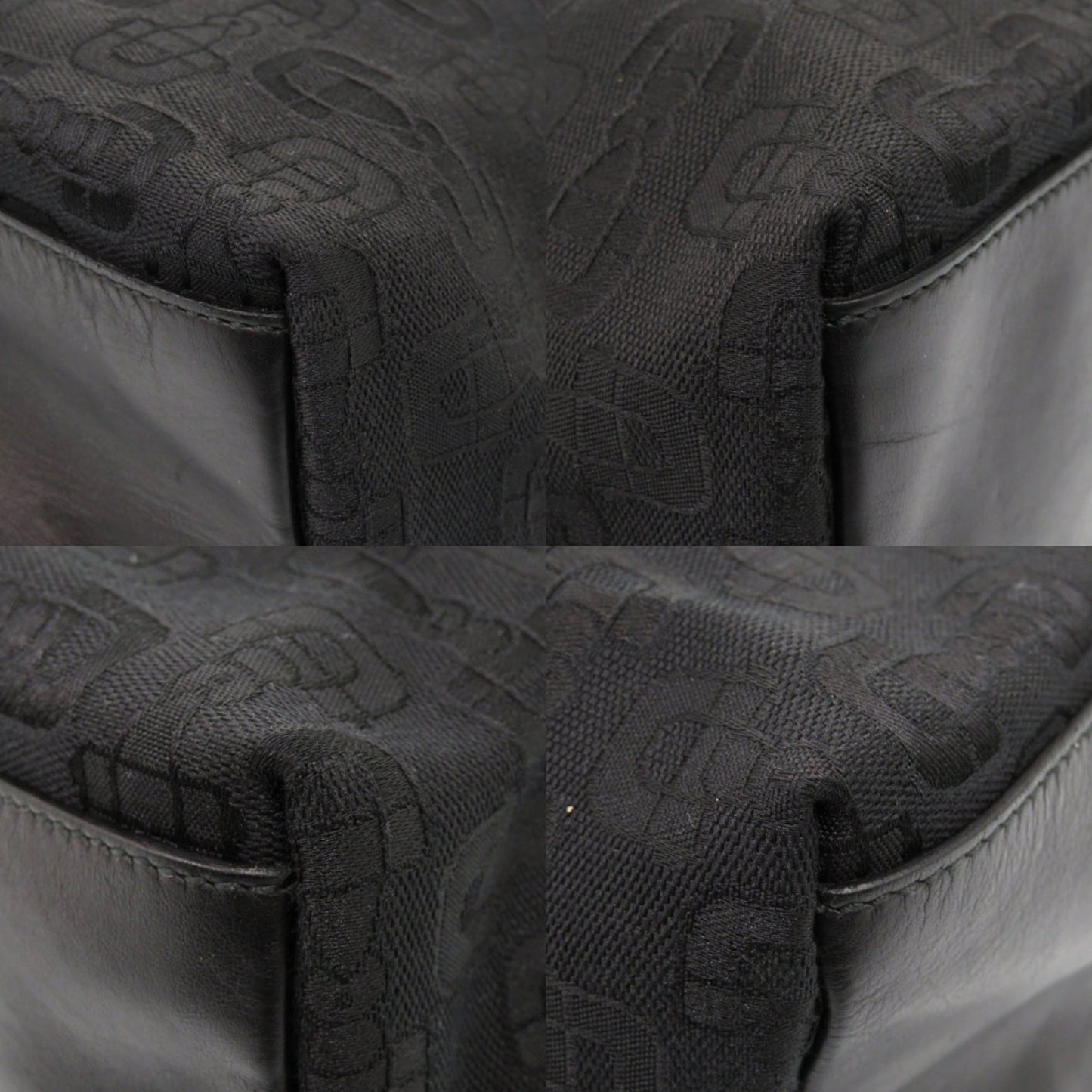 Gucci Black Canvas Leather Tote Bag ( )