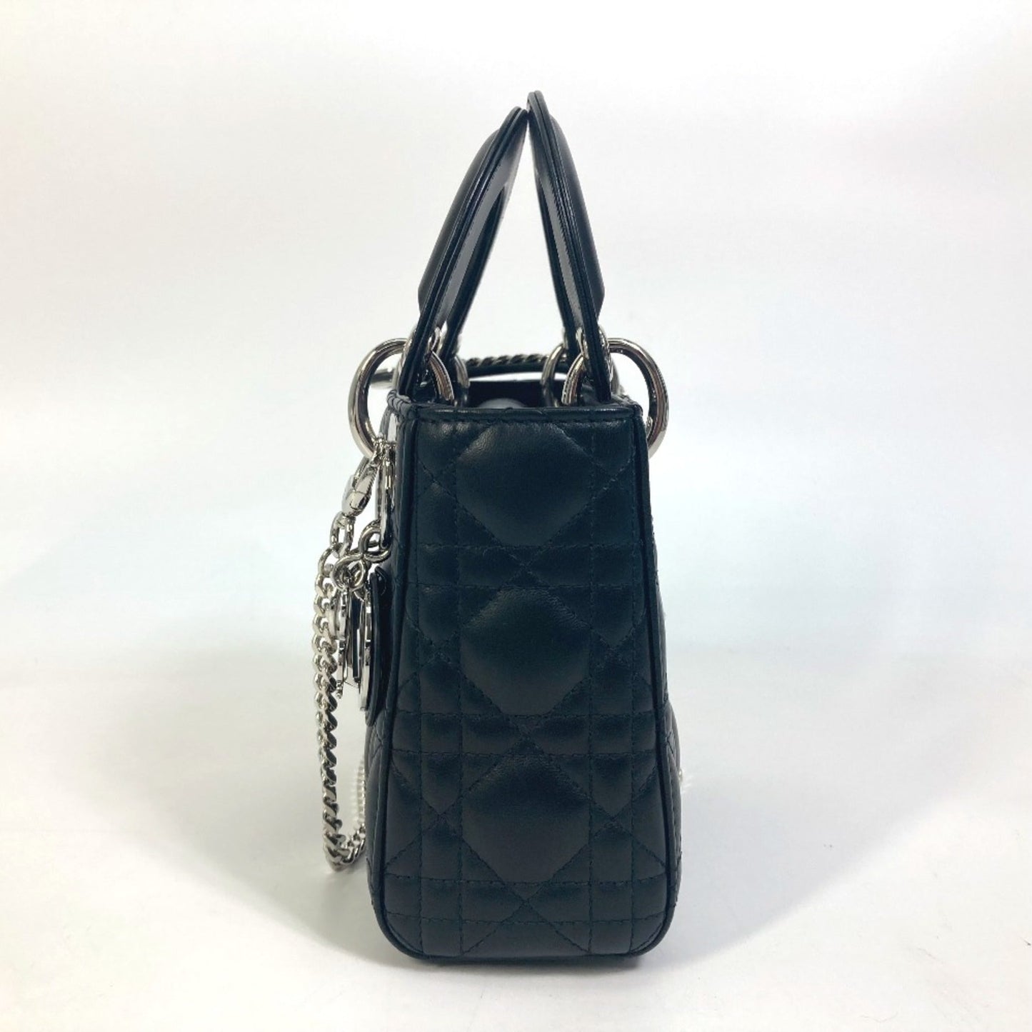 Christian Dior Lady Dior Black Leather Shoulder Bag ()