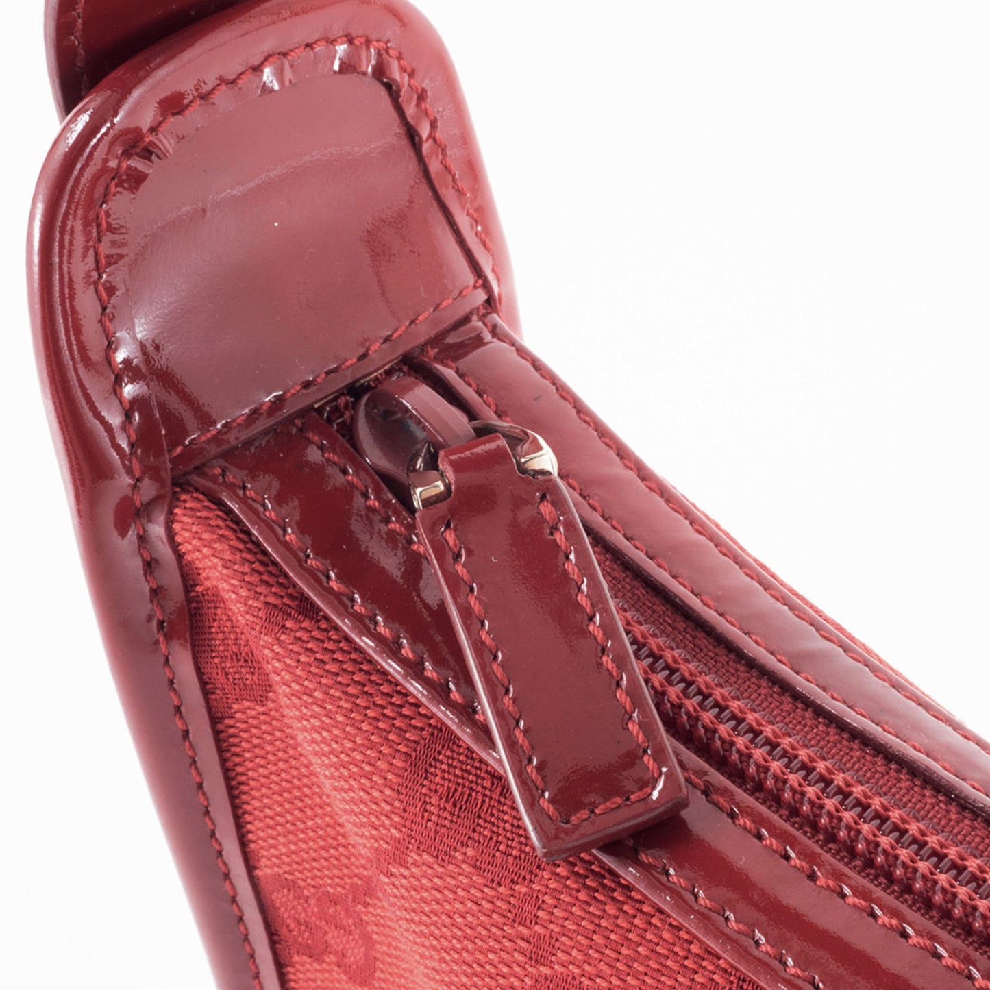 Gucci Red Color Canvas Leather Shoulder Bag ( )