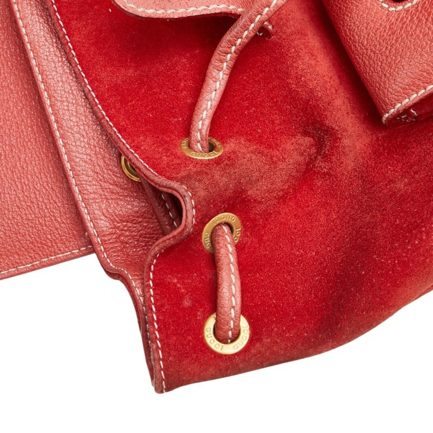 Gucci Bamboo Red Color Suede Leather Backpack ( )