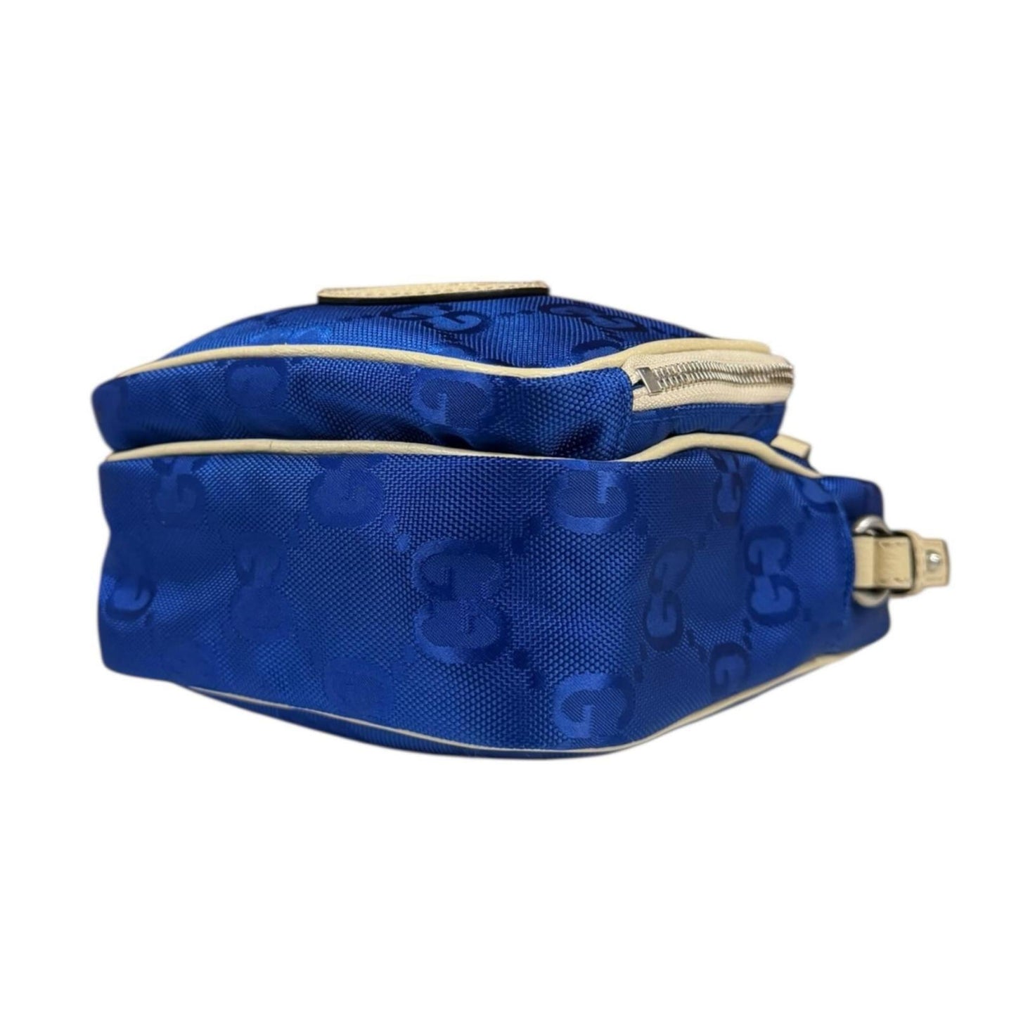 Gucci Beige Blue Nylon Leather Shoulder Bag ( )