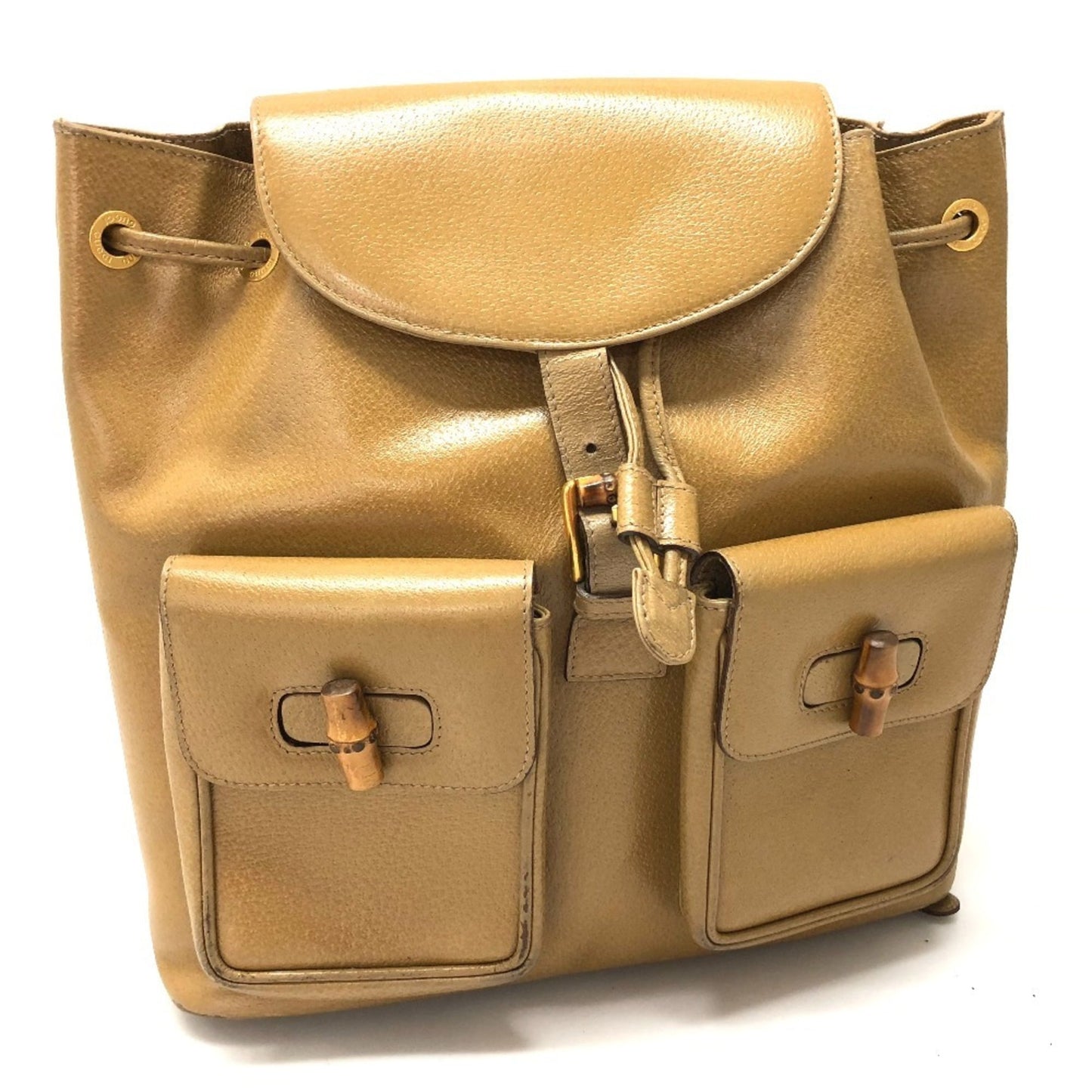 Gucci Bamboo Beige Leather Backpack ( )