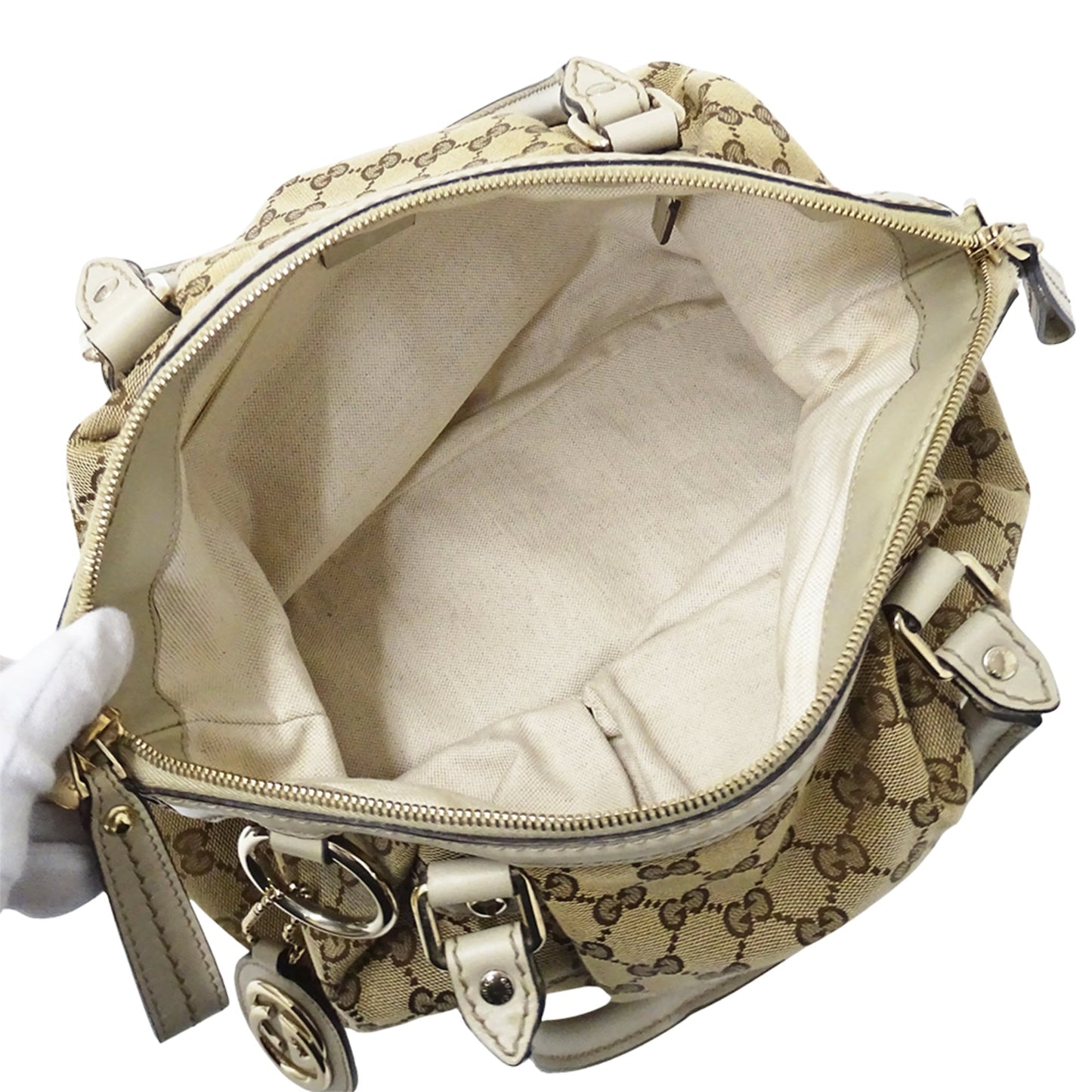 Gucci Gg Canvas Beige Brown Gg Canvas Handbag Shoulder Bag ( )